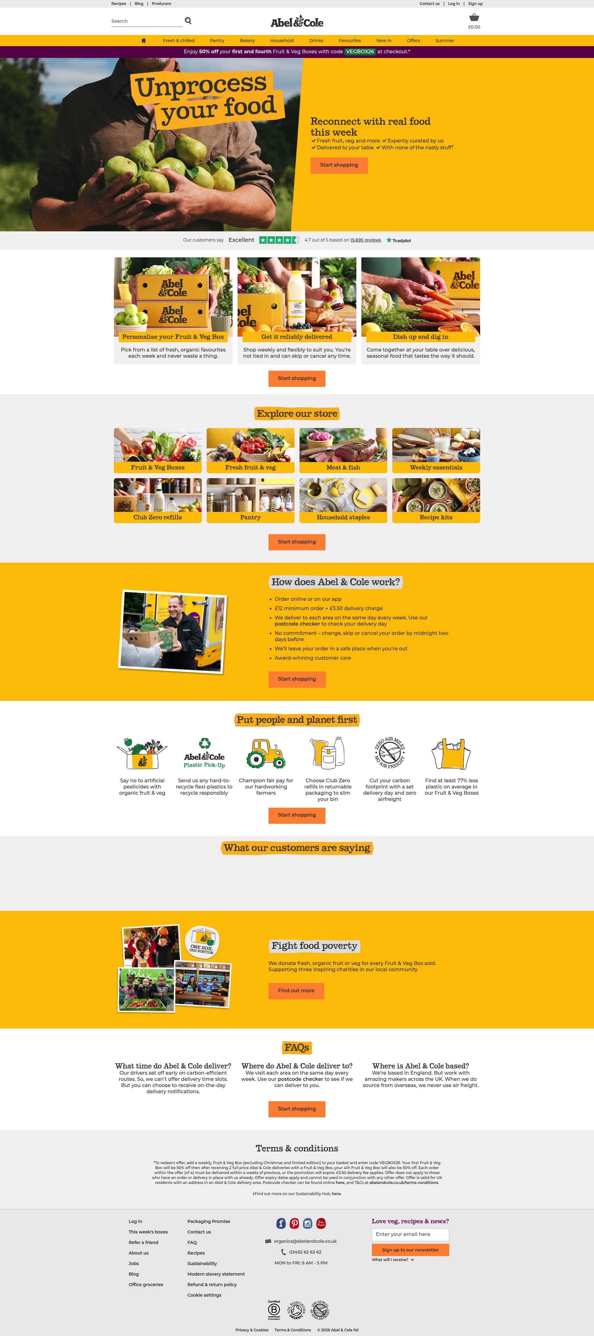 Abel And Cole homepage screenshot