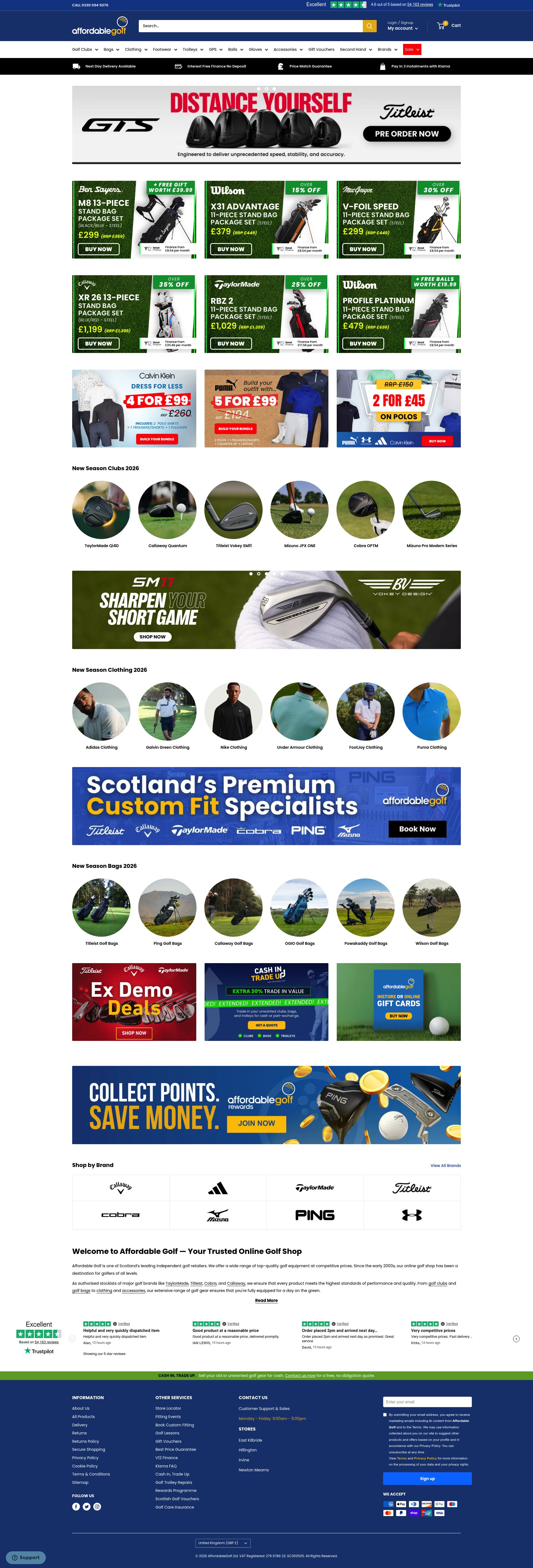 Affordable Golf homepage screenshot