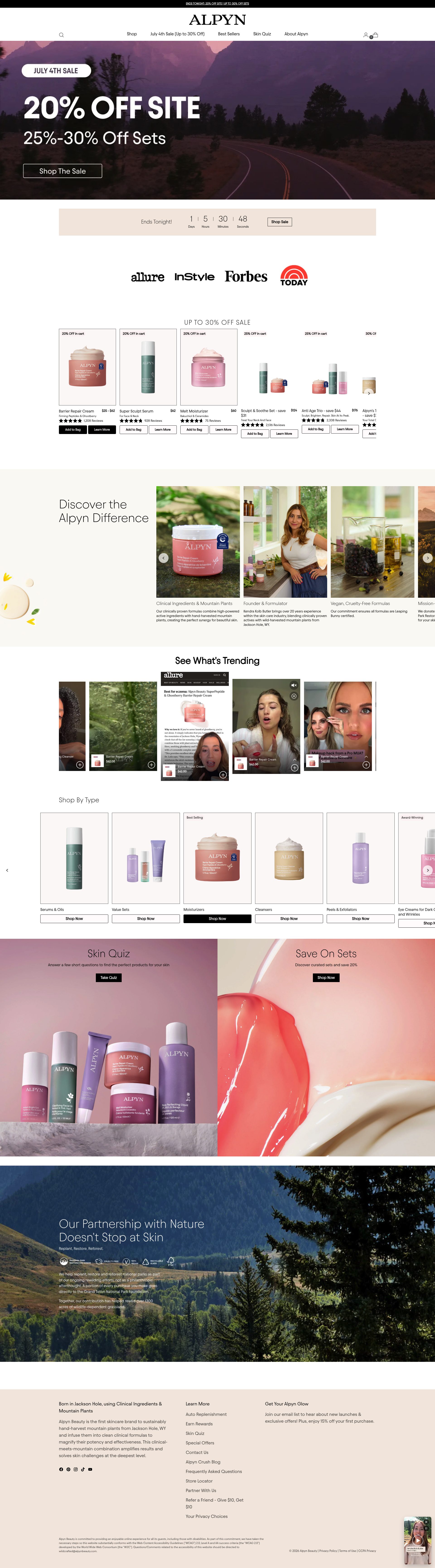 Alpyn Beauty homepage