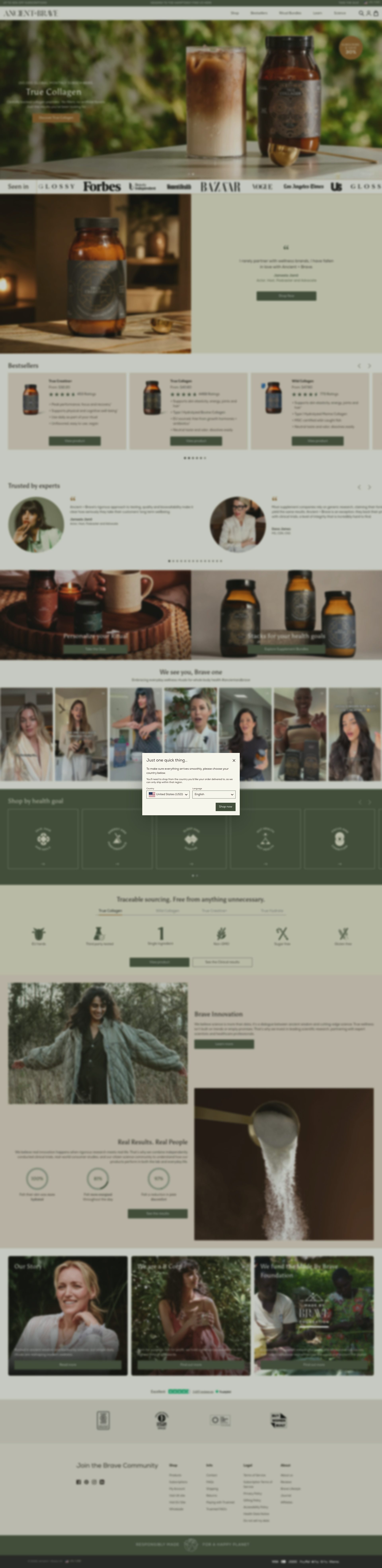 Ancient + Brave homepage