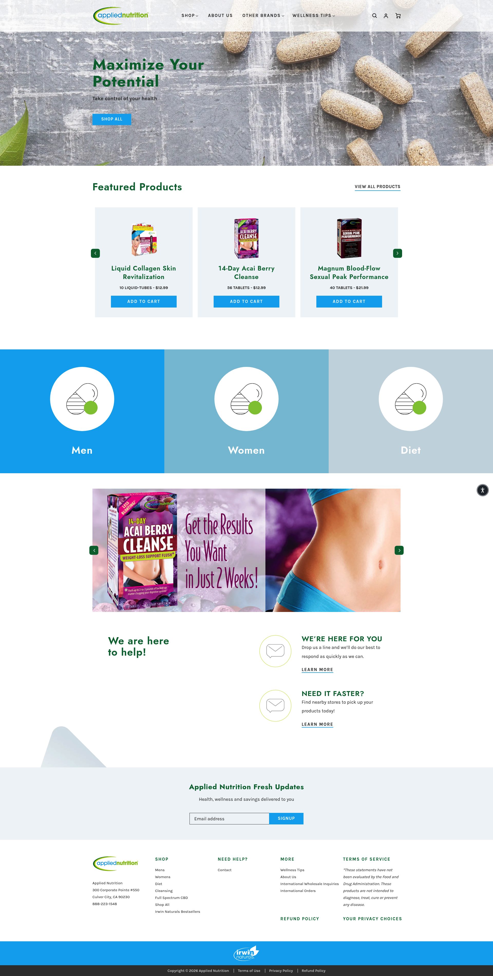 Applied Nutrition homepage