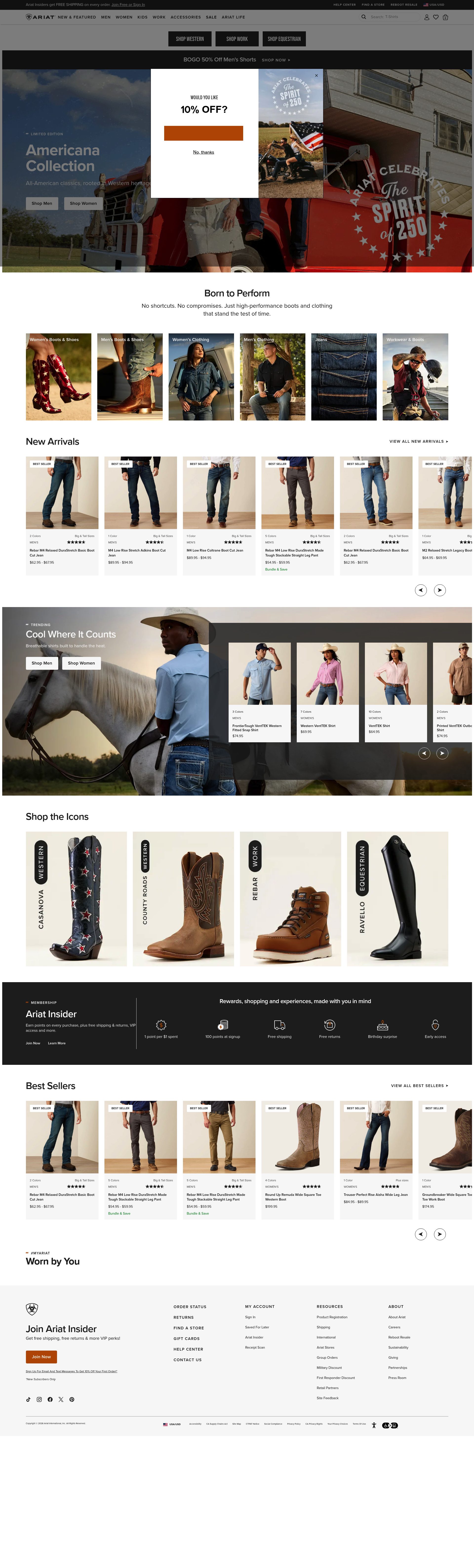 Ariat homepage