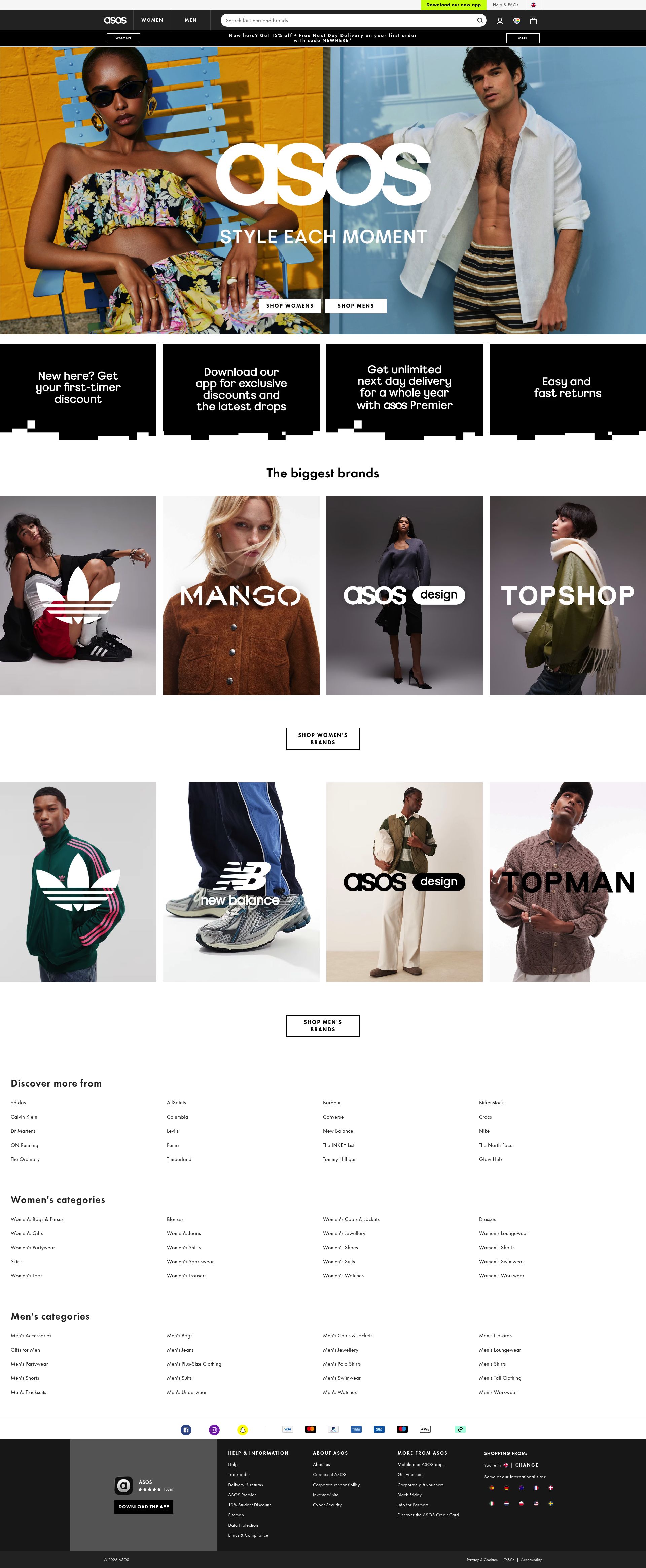 Asos Marketplace homepage screenshot