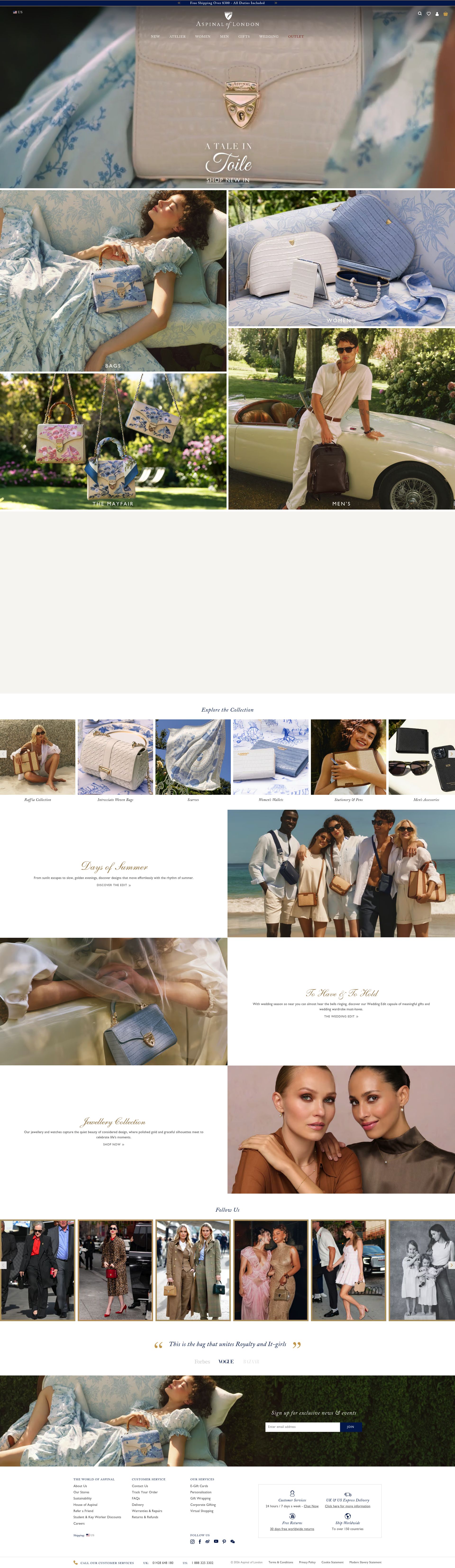 Aspinal Of London homepage screenshot