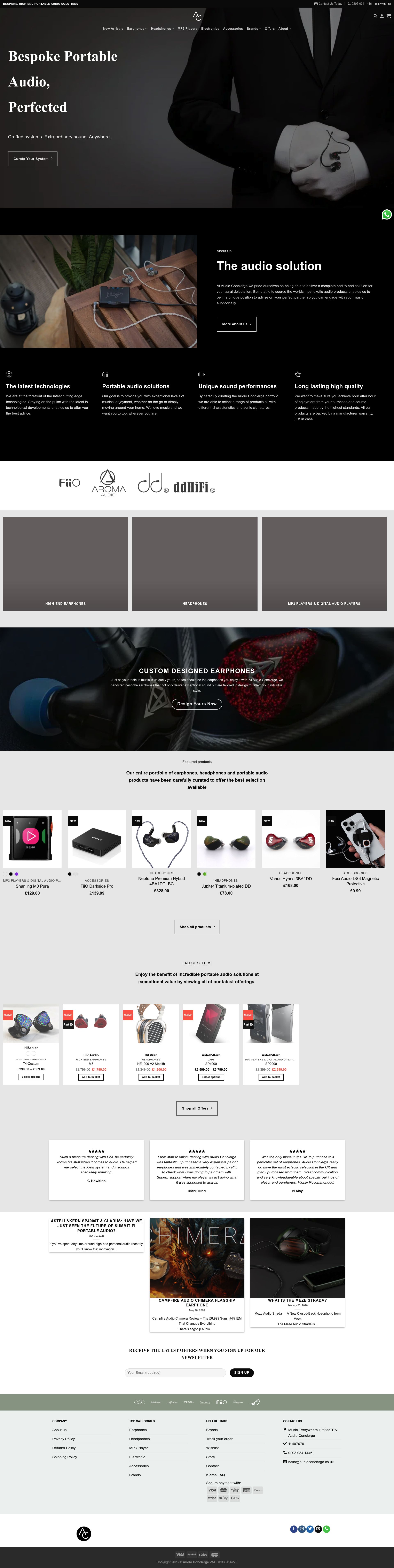 Audio Concierge homepage screenshot