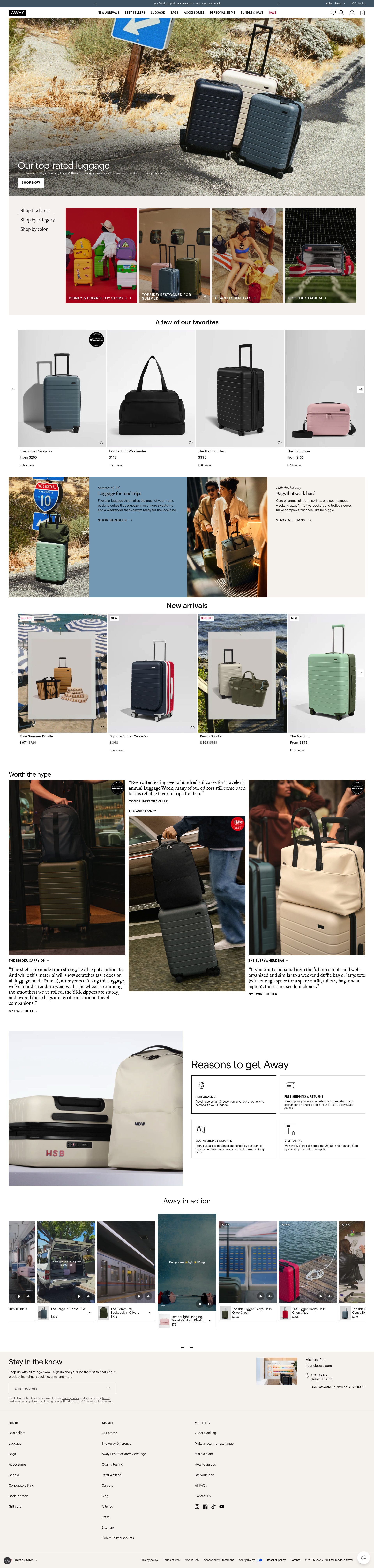 Away homepage screenshot