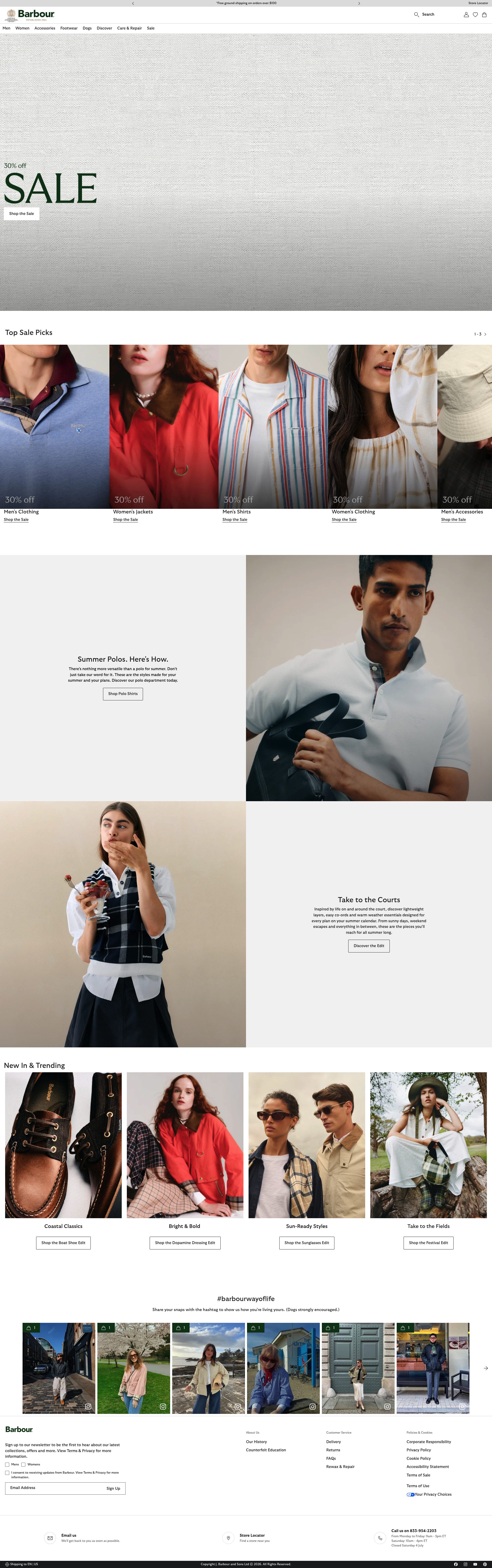 Barbour homepage screenshot