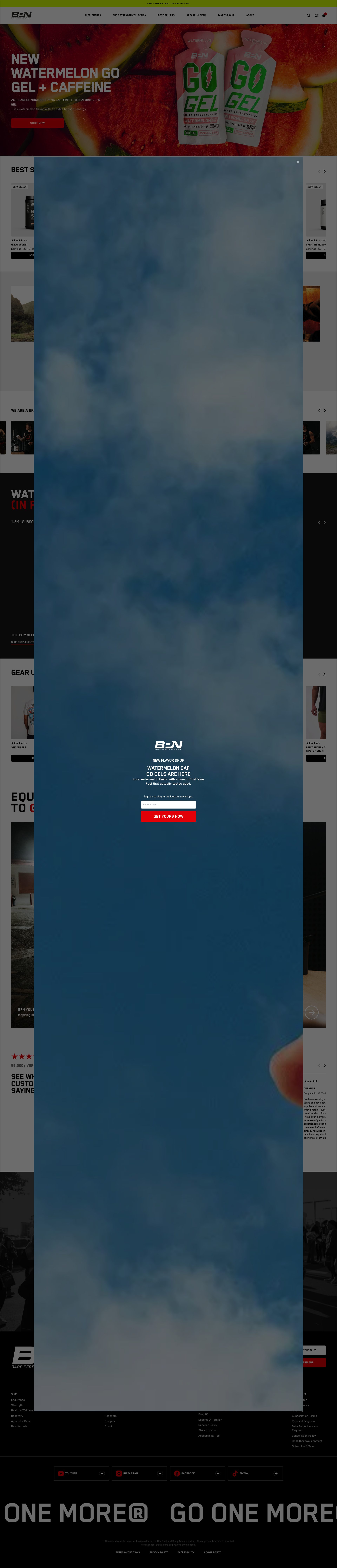 Bare Performance Nutrition homepage screenshot