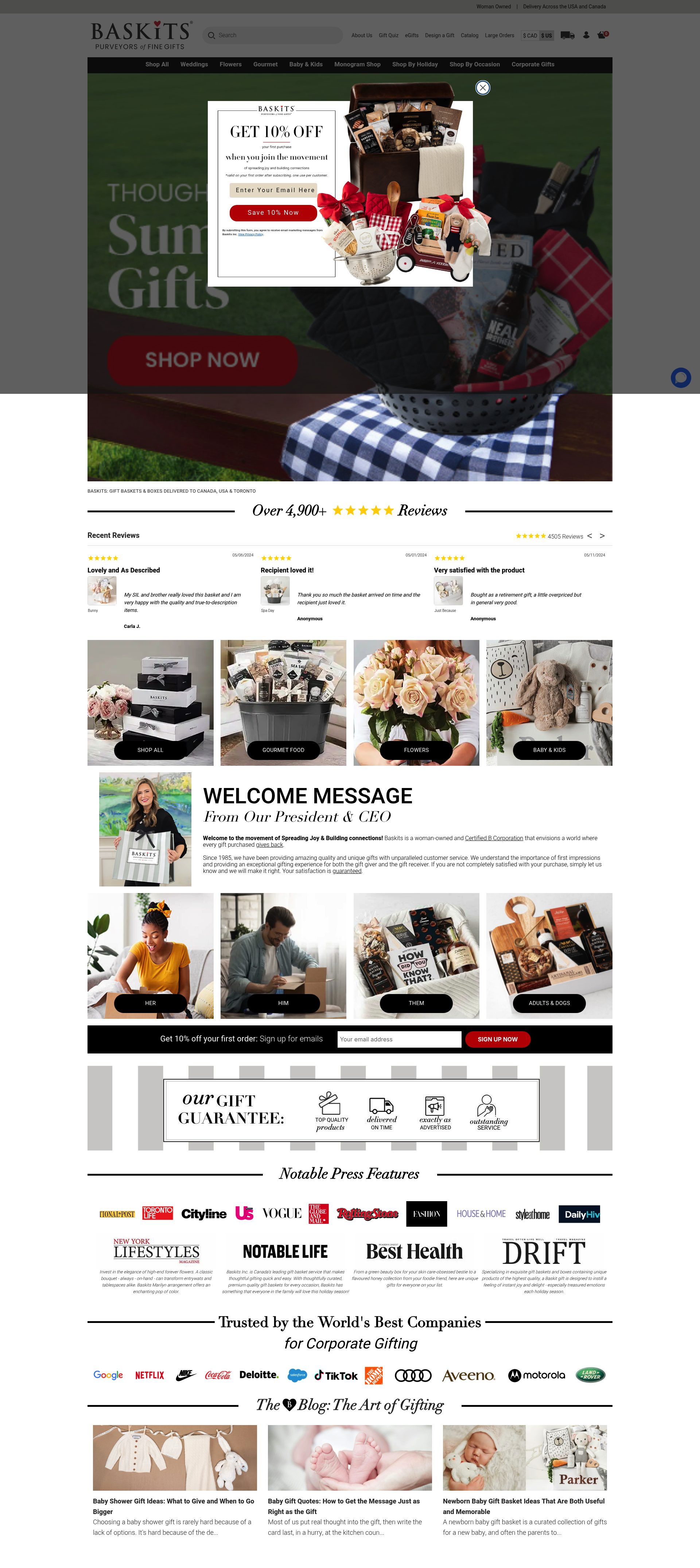 Baskits homepage screenshot