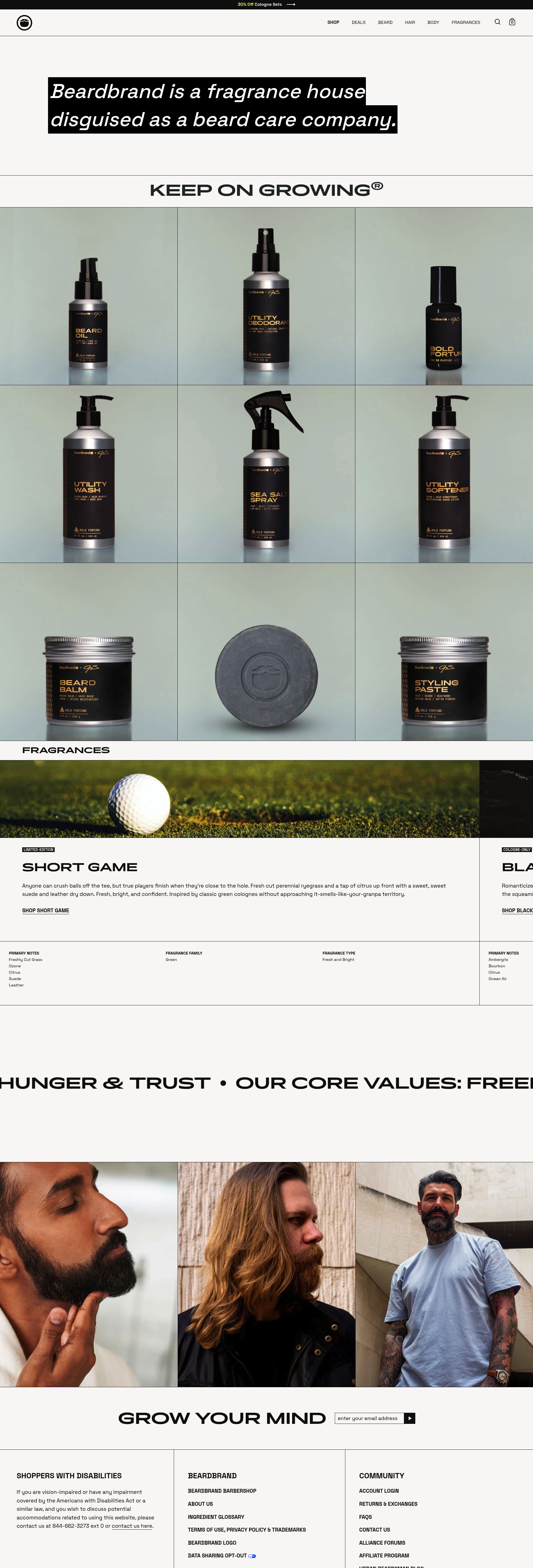 Beardbrand homepage screenshot