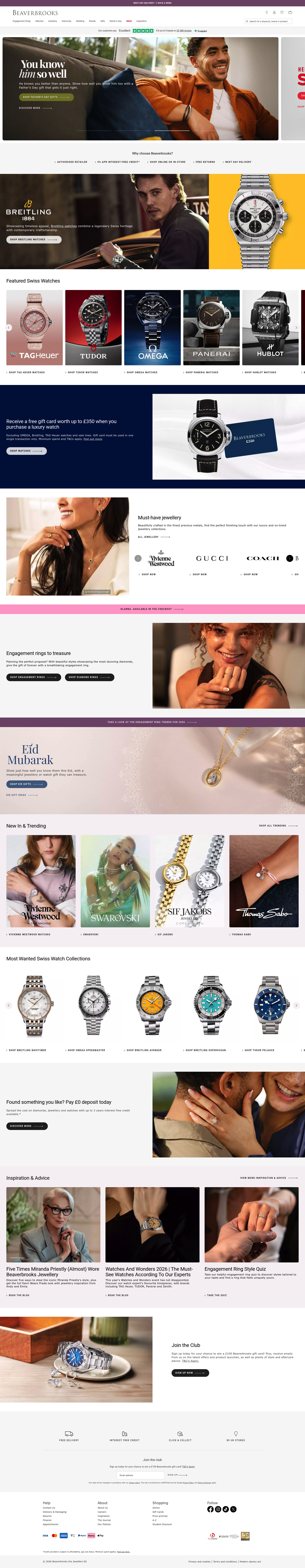 Beaverbrooks homepage screenshot