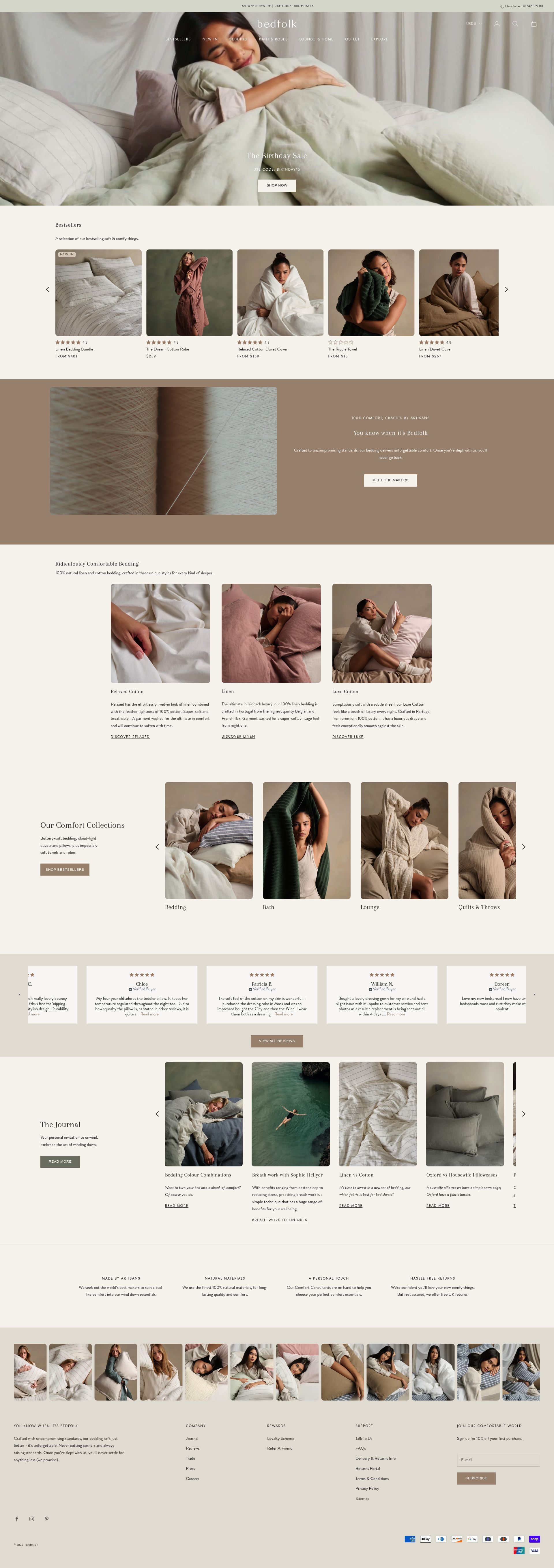 Bedfolk homepage screenshot