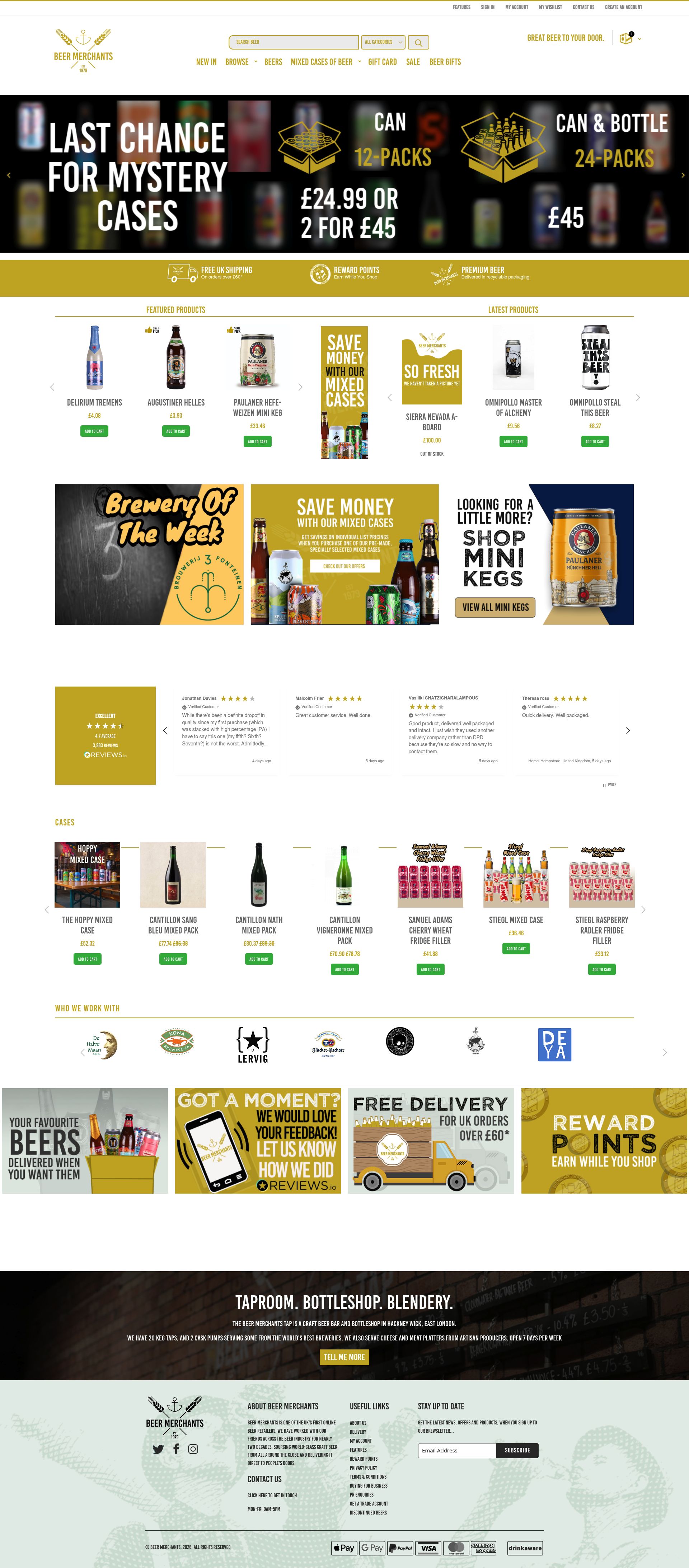 Beer Merchants homepage screenshot