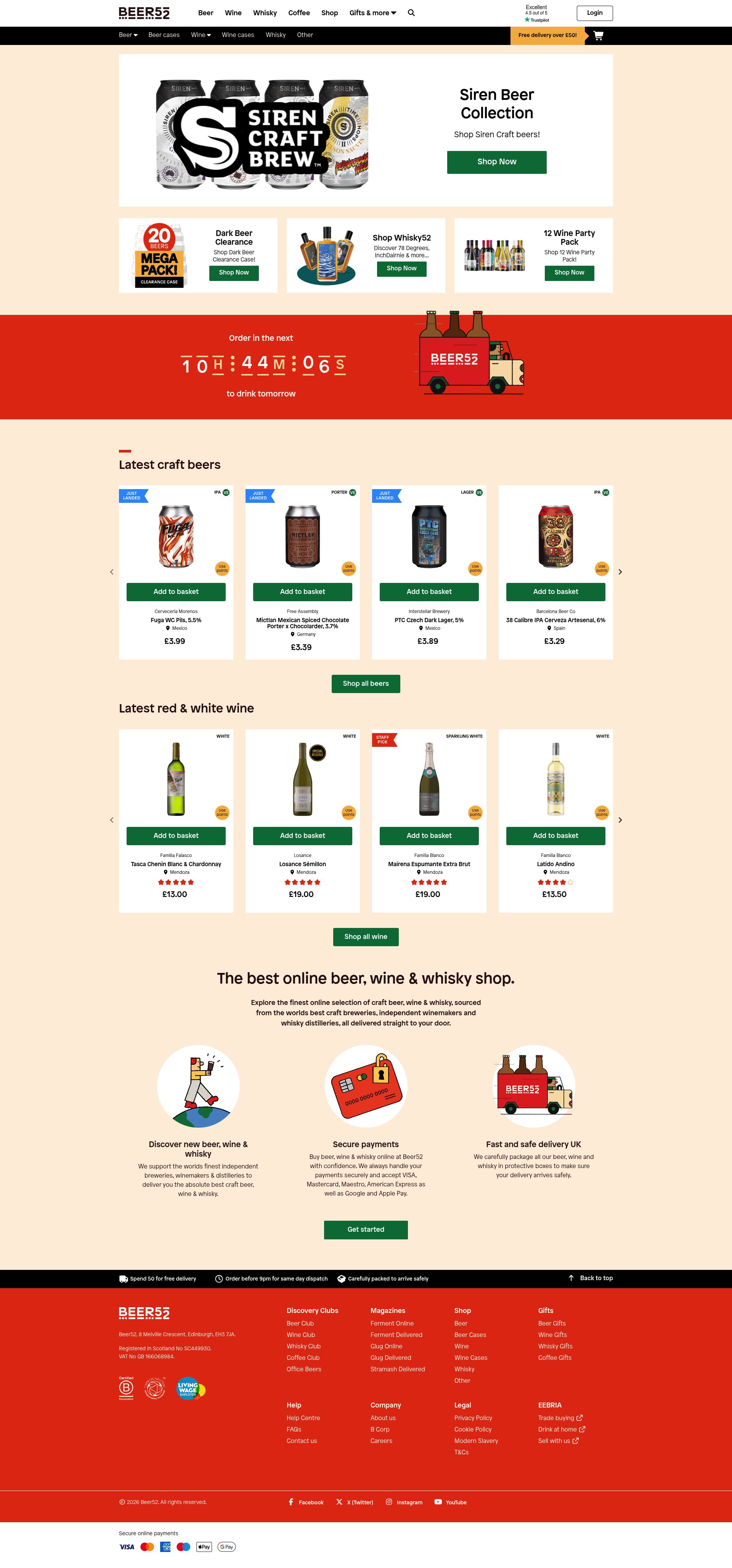 Beer52 homepage screenshot