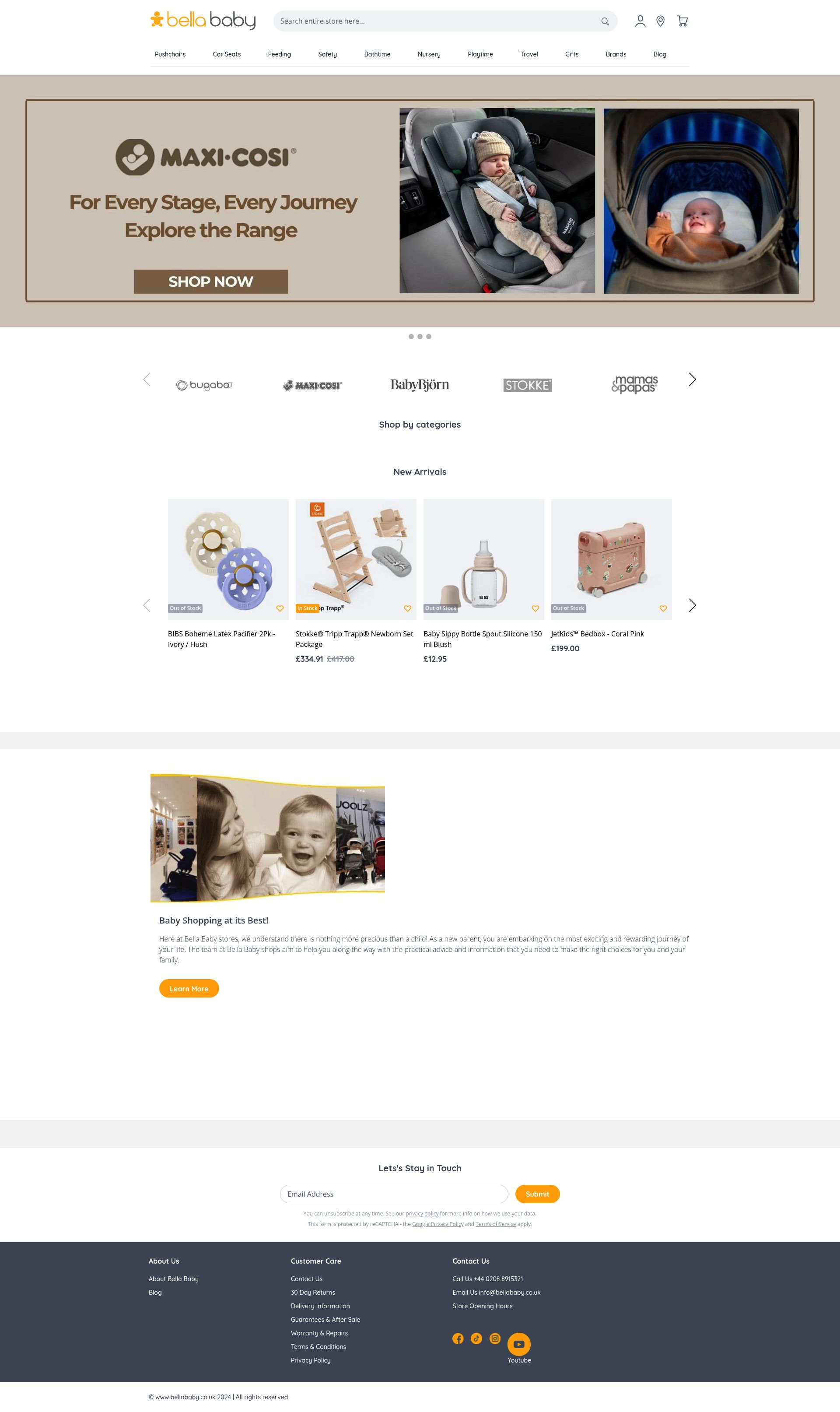 Bella Baby homepage screenshot