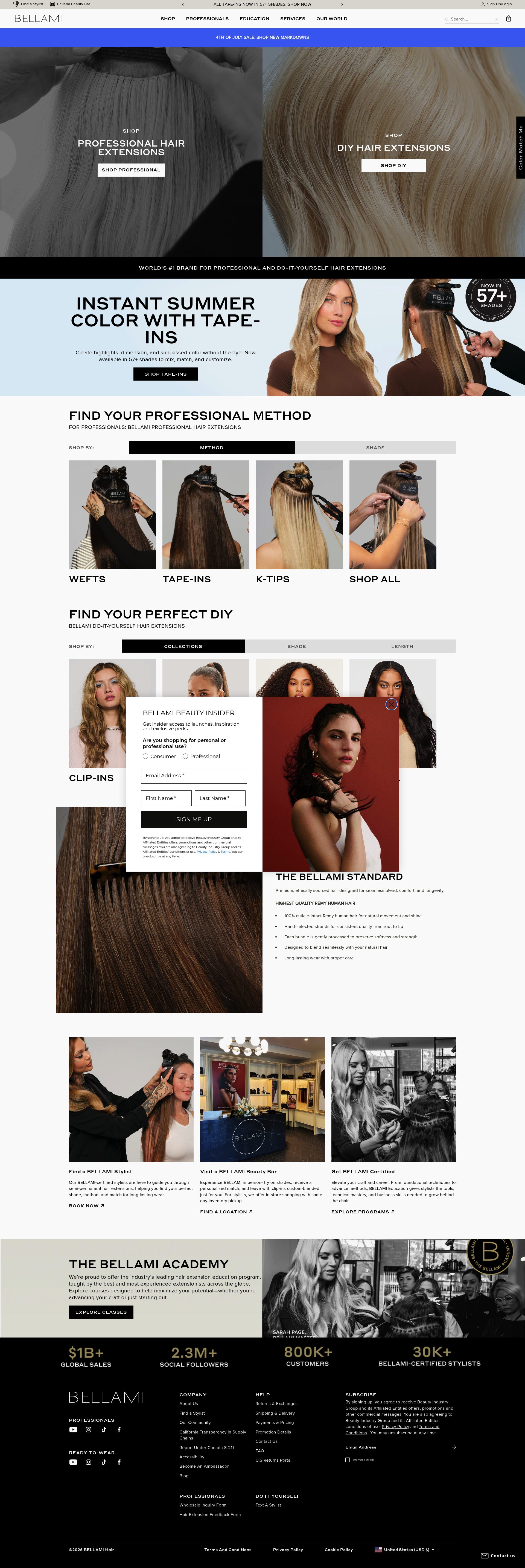 Bellami Hair homepage