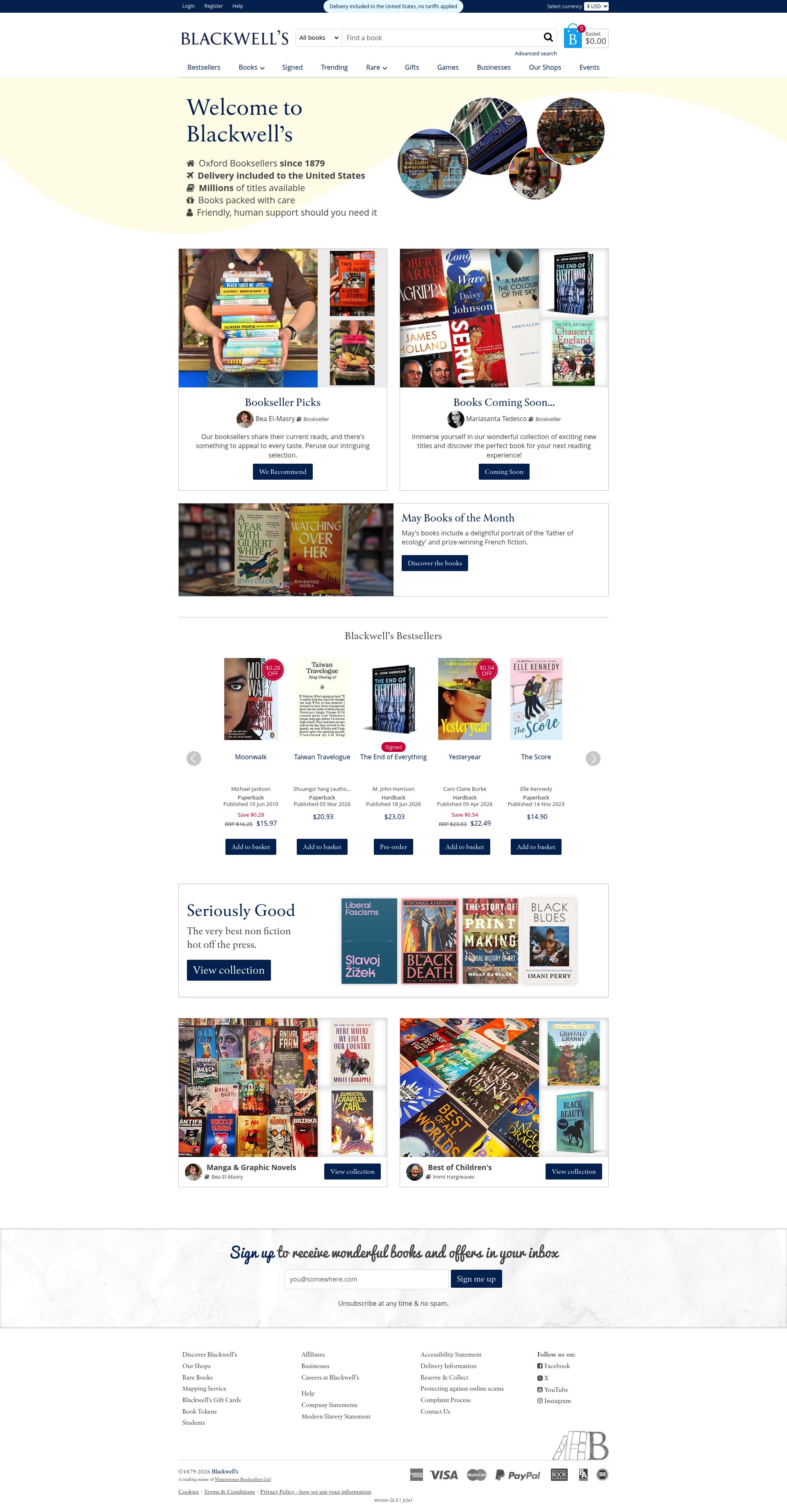 Blackwells homepage screenshot