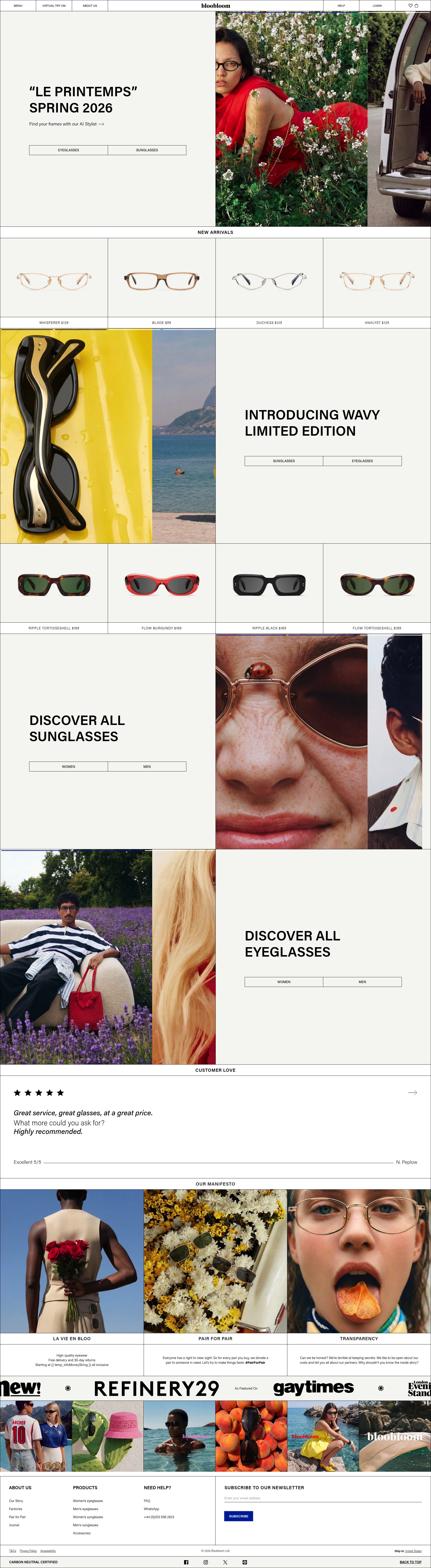 Bloobloom homepage