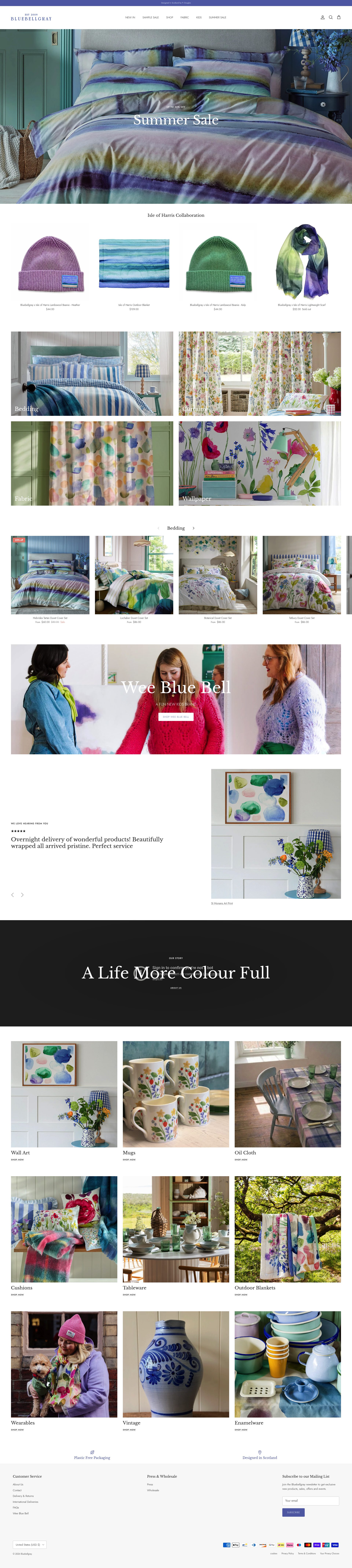 Bluebell Gray homepage screenshot