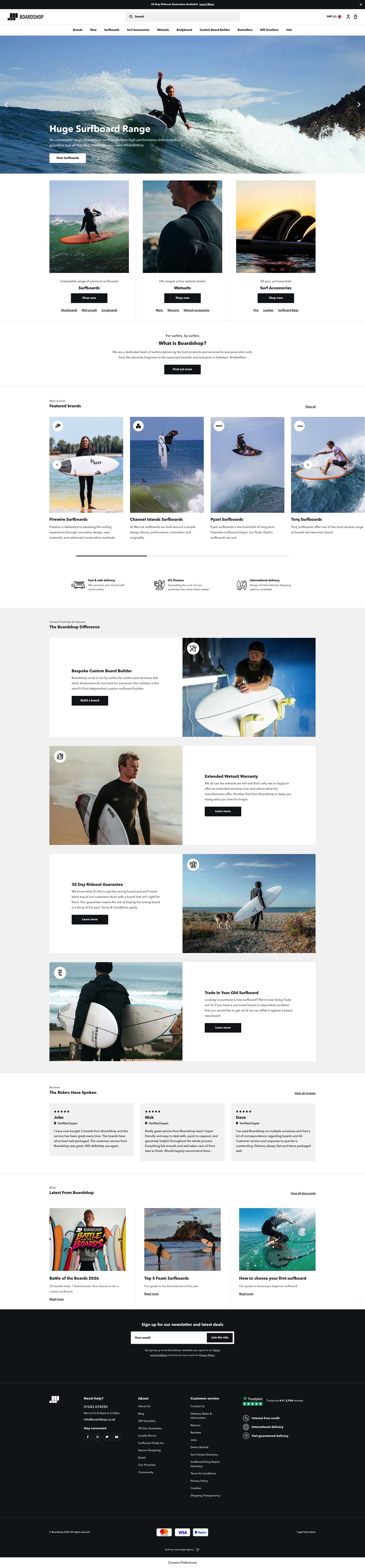 Boardshop homepage screenshot