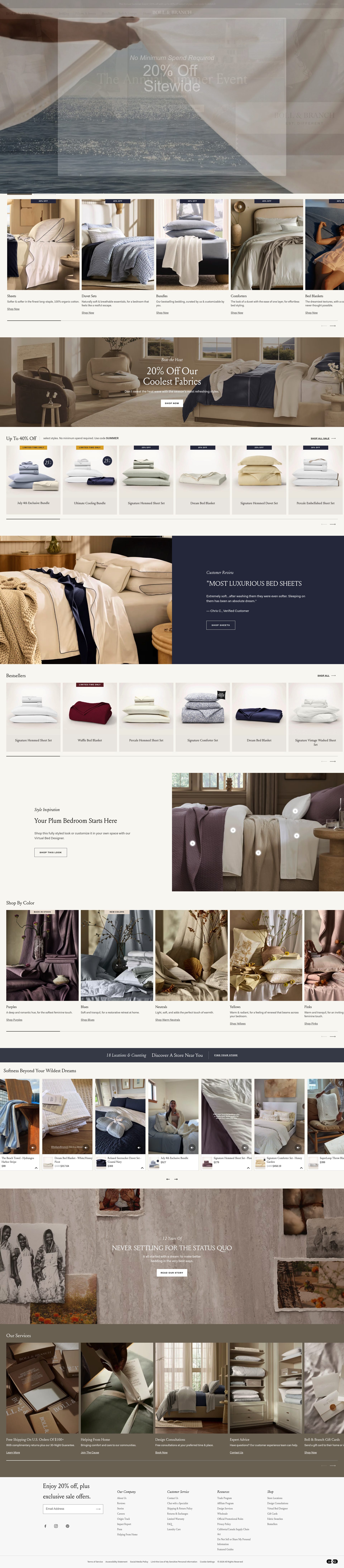Boll And Branch homepage screenshot