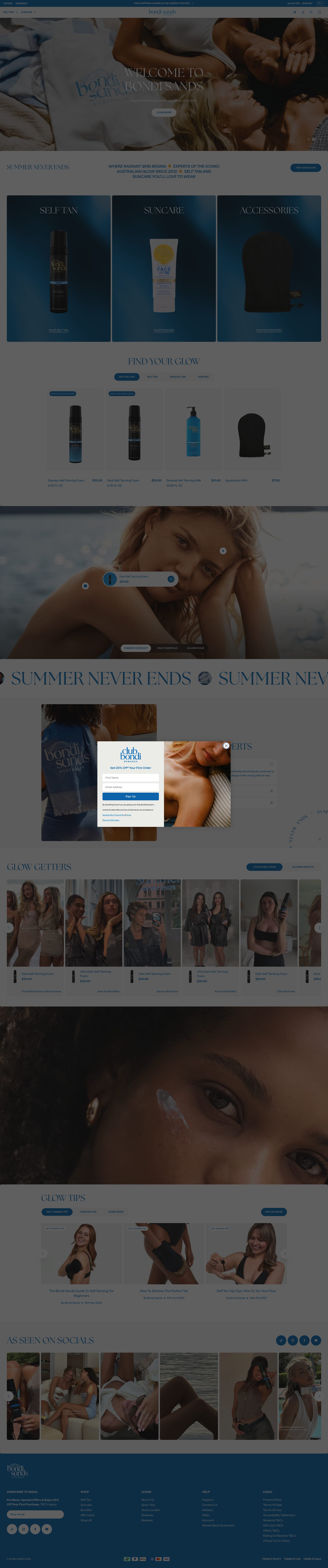 Bondi Sands homepage
