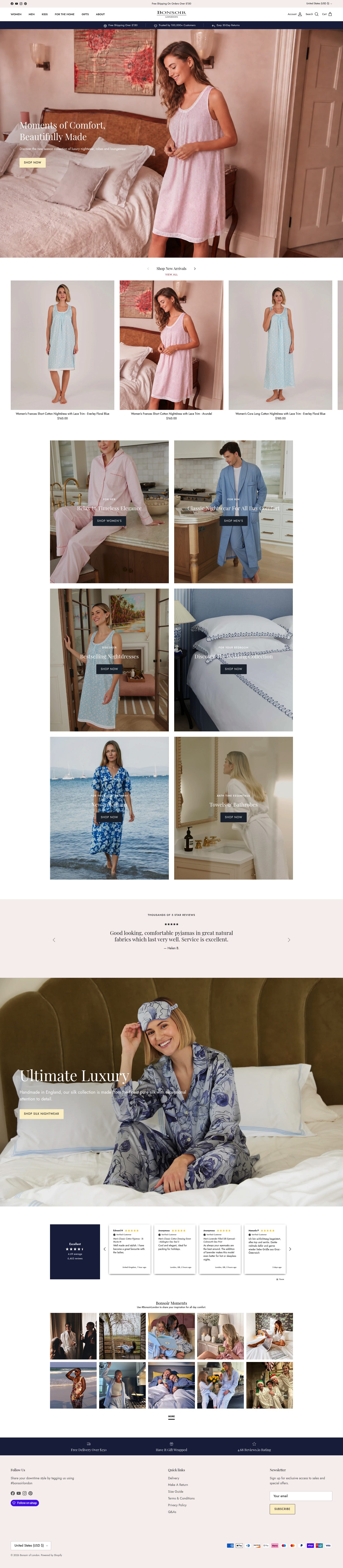 Bonsoir Of London homepage screenshot