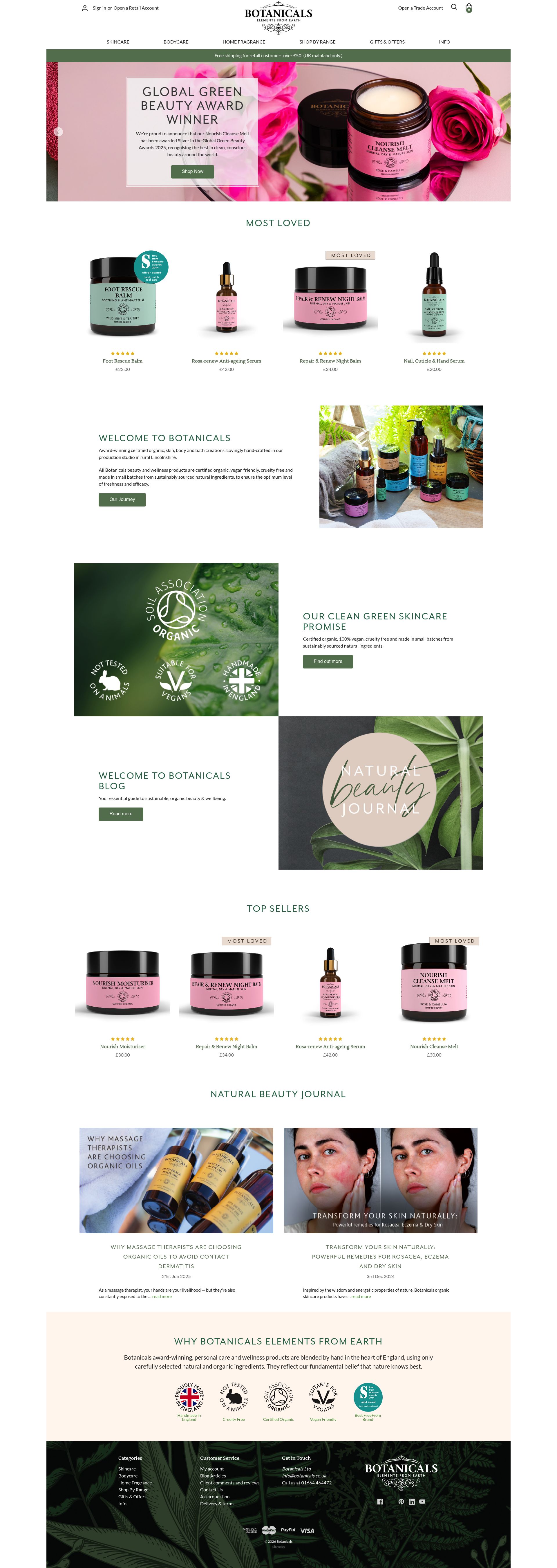 Botanicals homepage screenshot