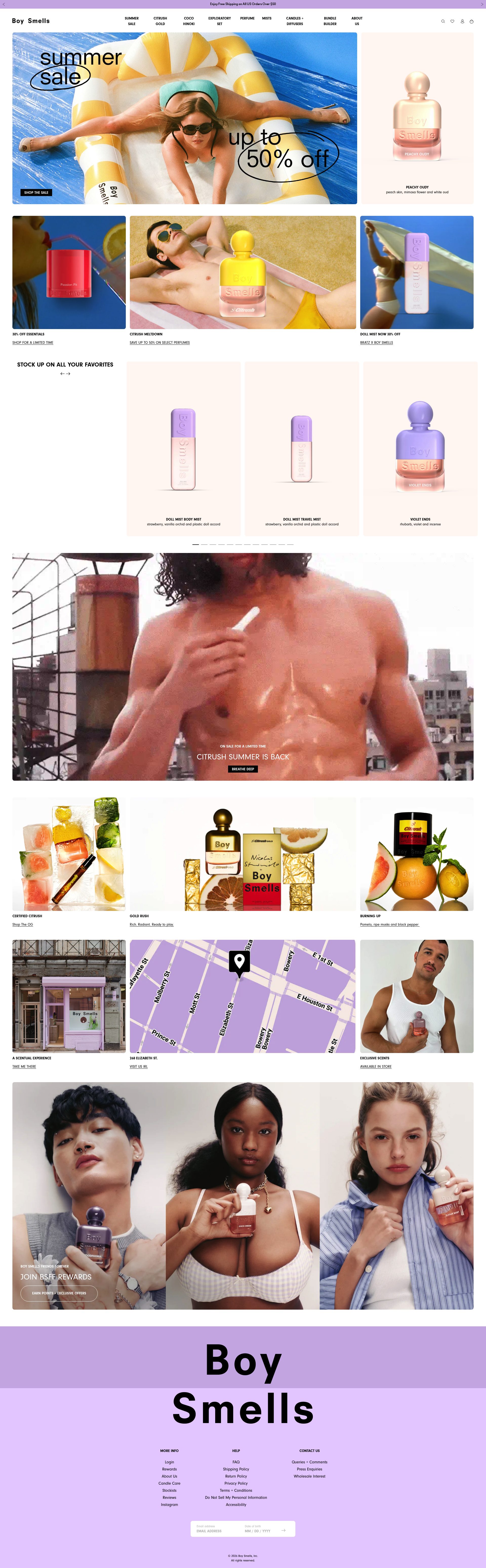 Boy Smells homepage screenshot