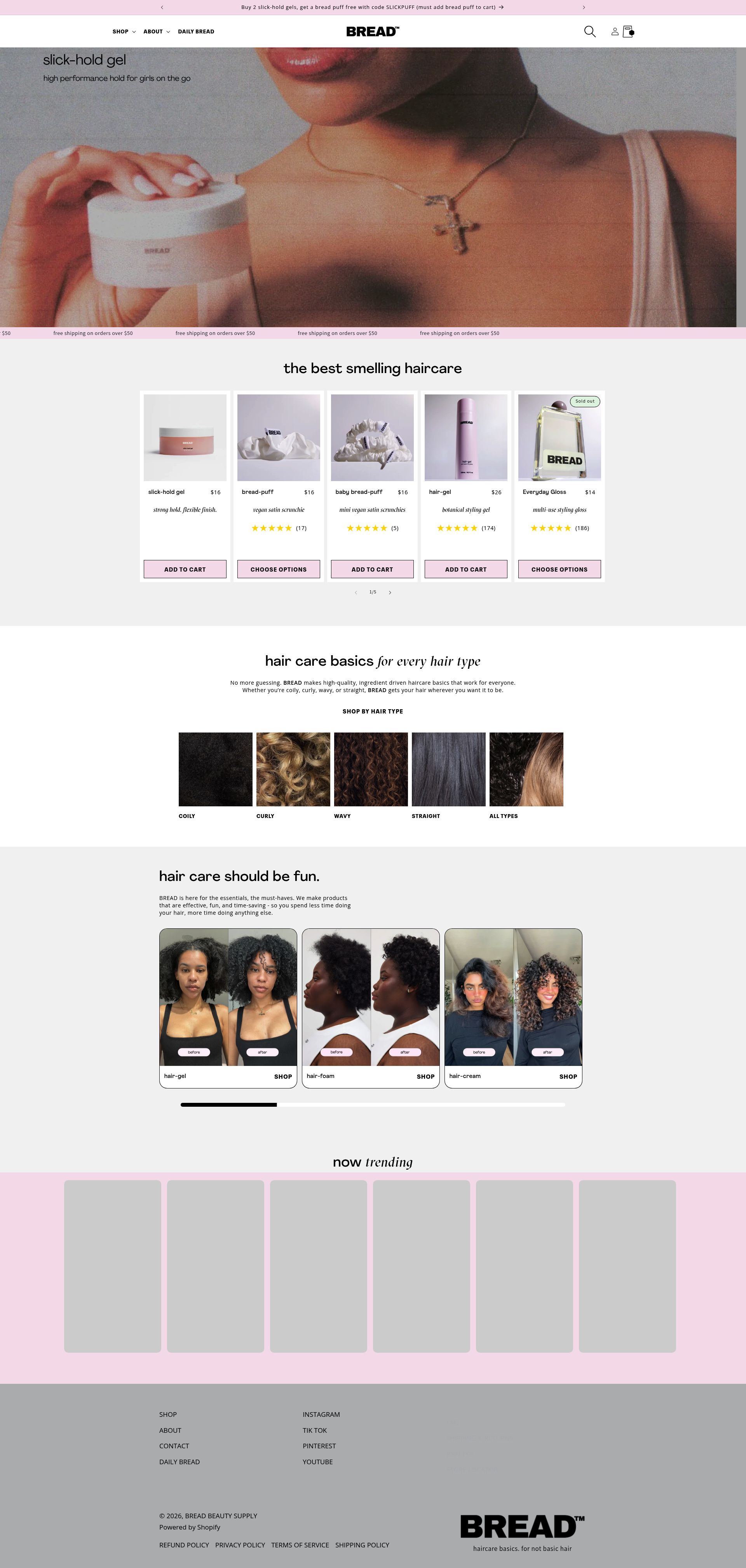 Bread Beauty Supply homepage screenshot
