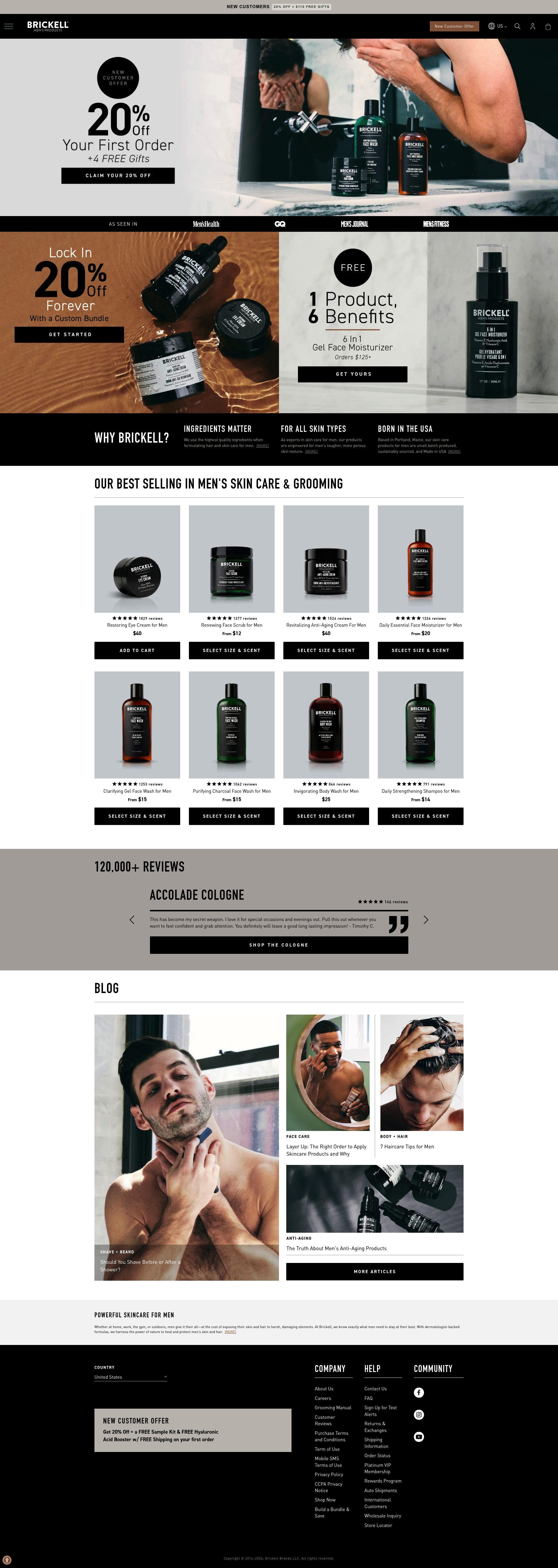 Brickell Men's Products homepage