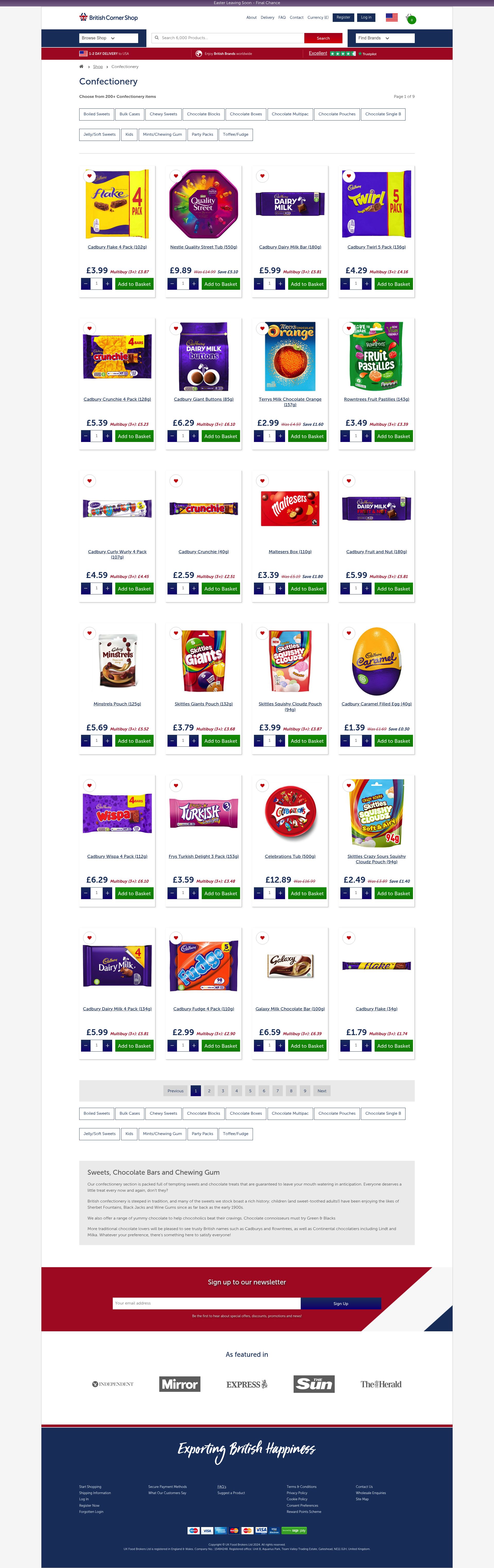 British Corner Shop Confectionery homepage screenshot