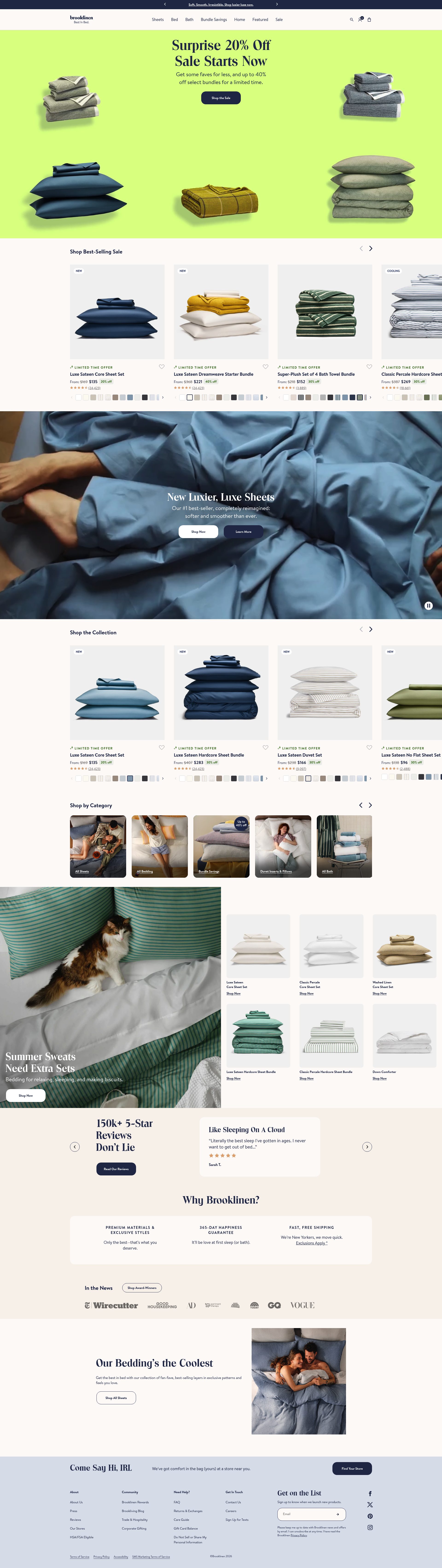 Brooklinen homepage screenshot