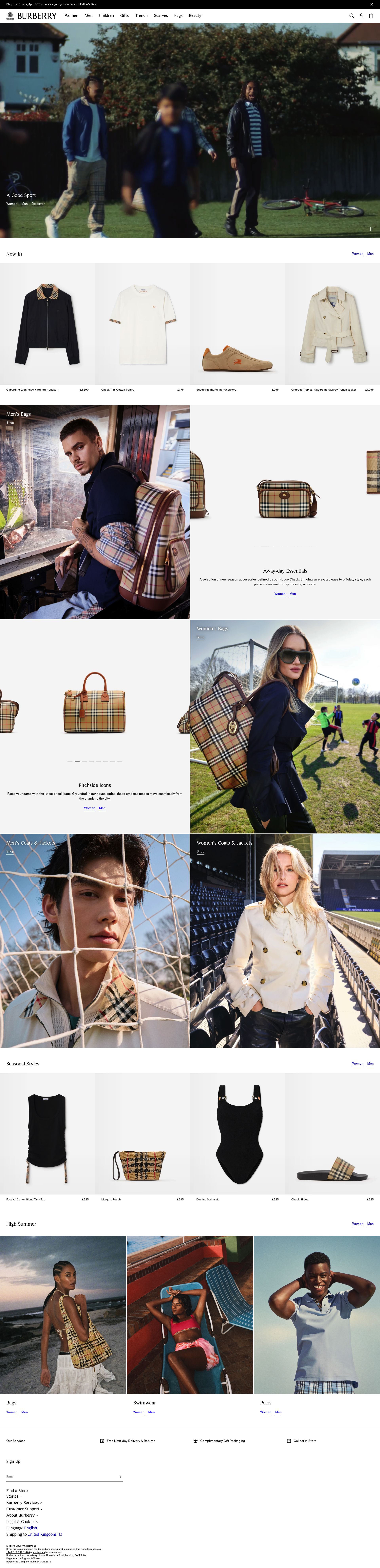 Burberry homepage screenshot