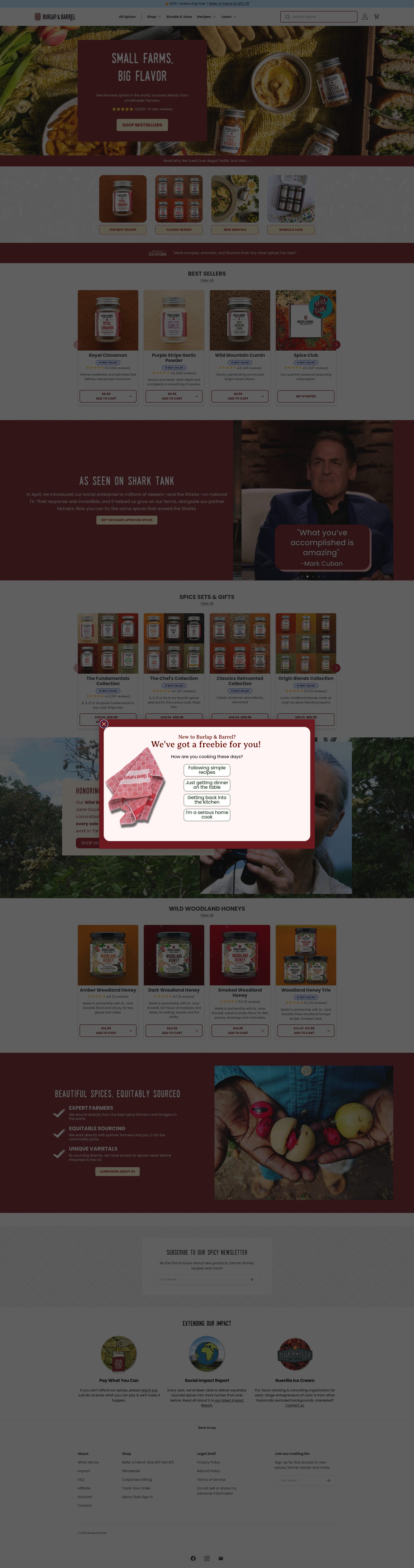 Burlap & Barrel homepage