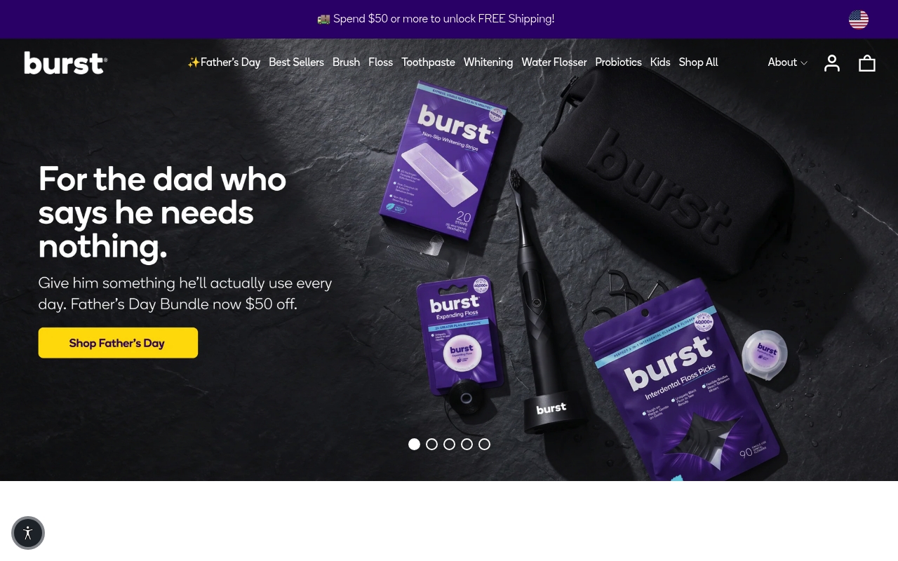 BURST Oral Care homepage