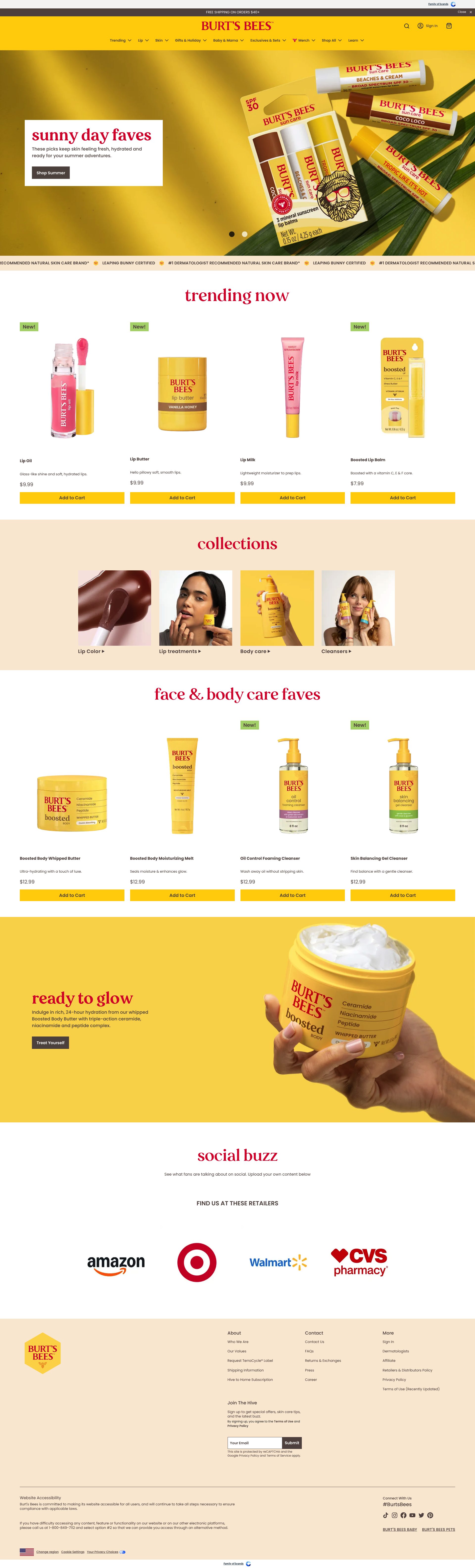 Burt's Bees homepage