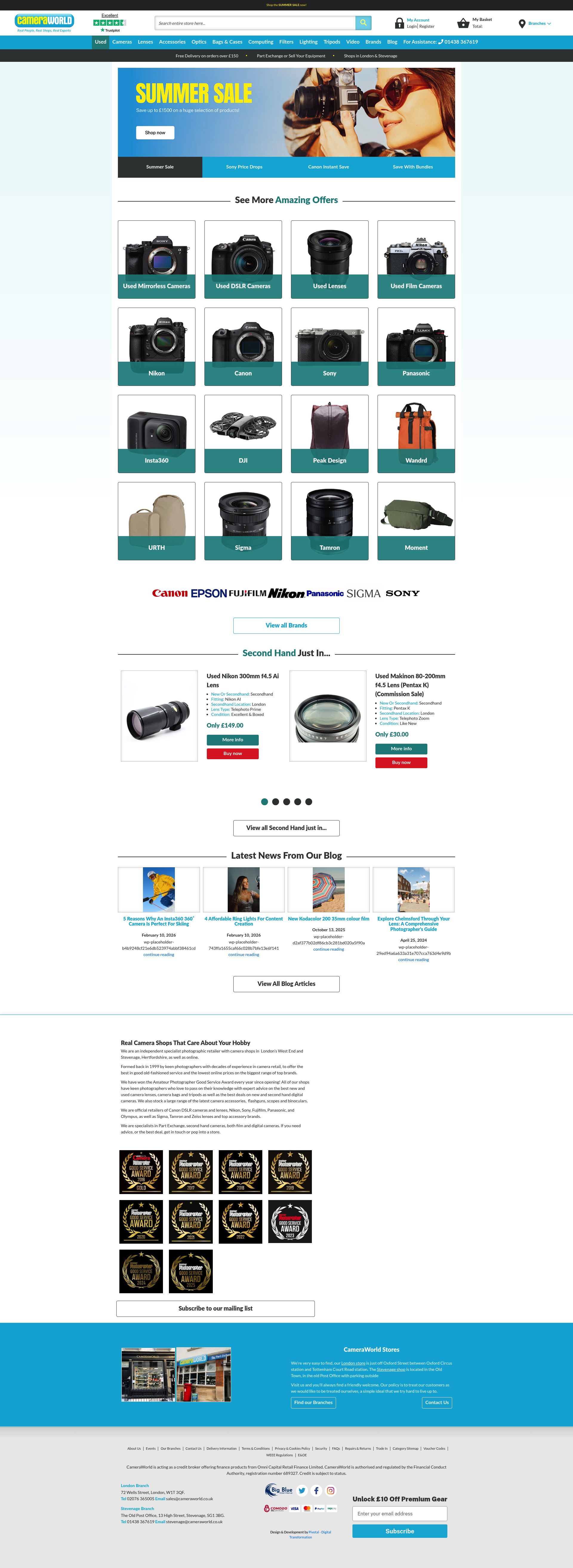 Cameraworld homepage screenshot