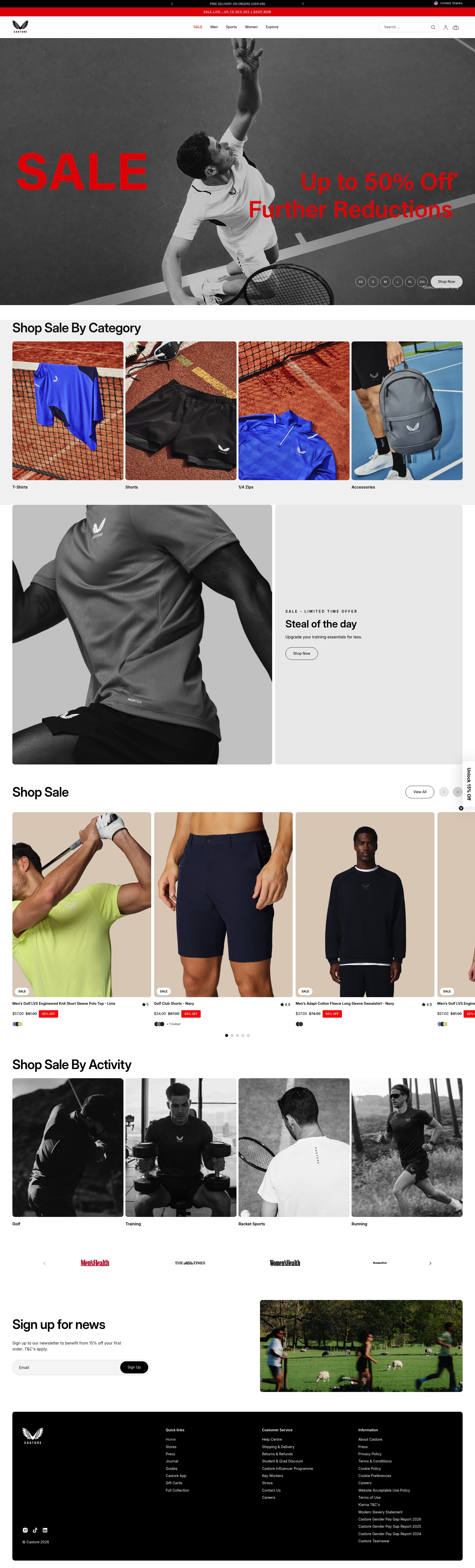 Castore Rugby homepage