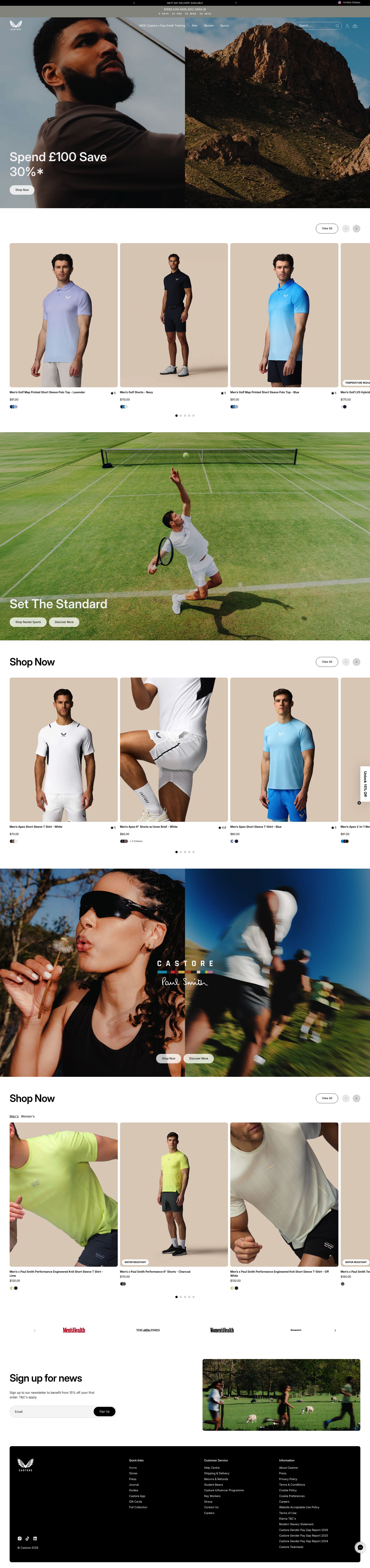 Castore homepage screenshot