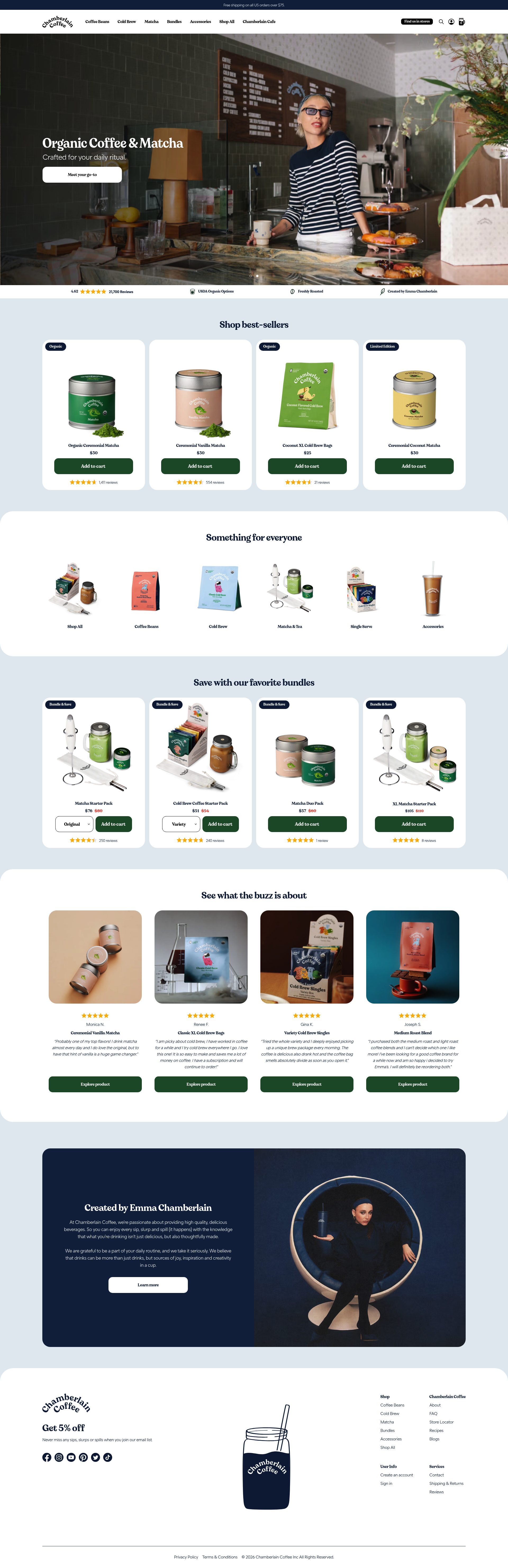 Chamberlain Coffee homepage screenshot