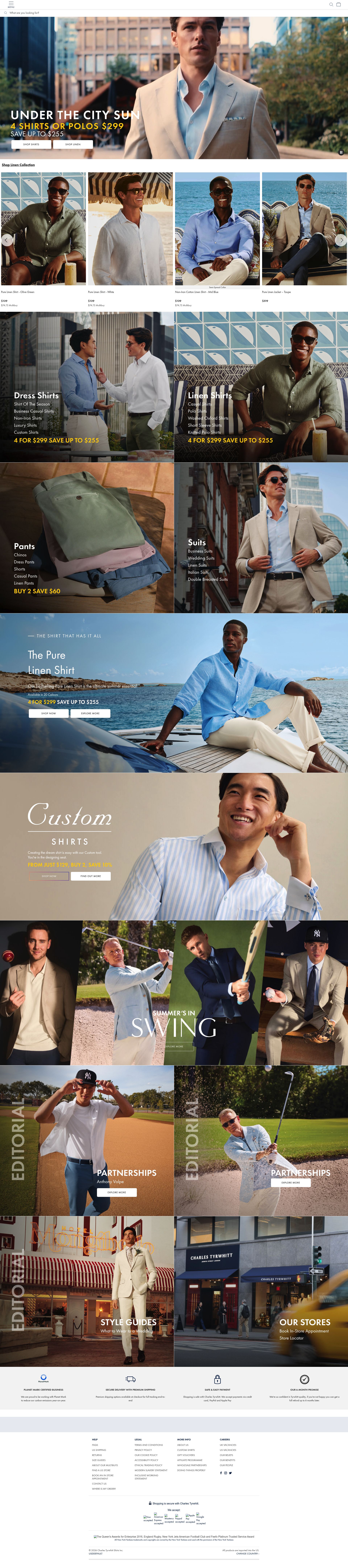 Charles Tyrwhitt homepage screenshot