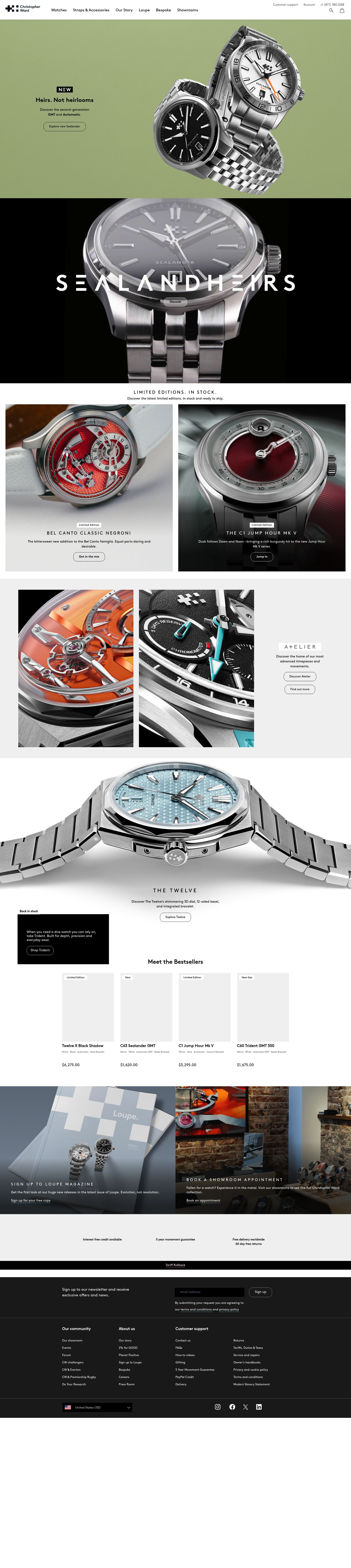 Christopher Ward homepage screenshot
