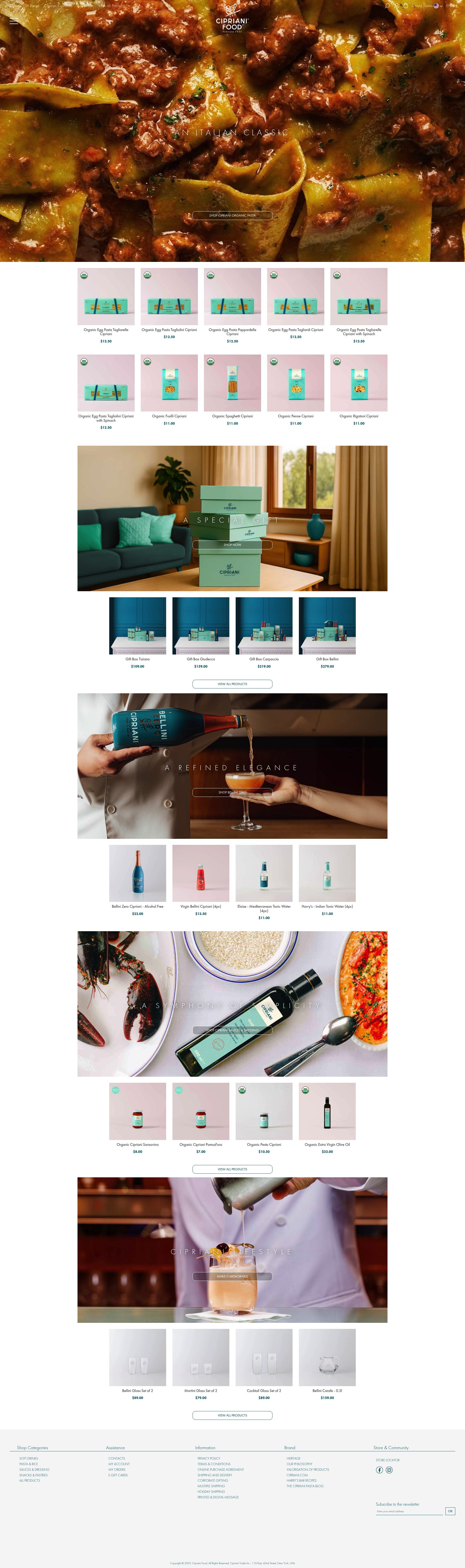 Cipriani Food homepage