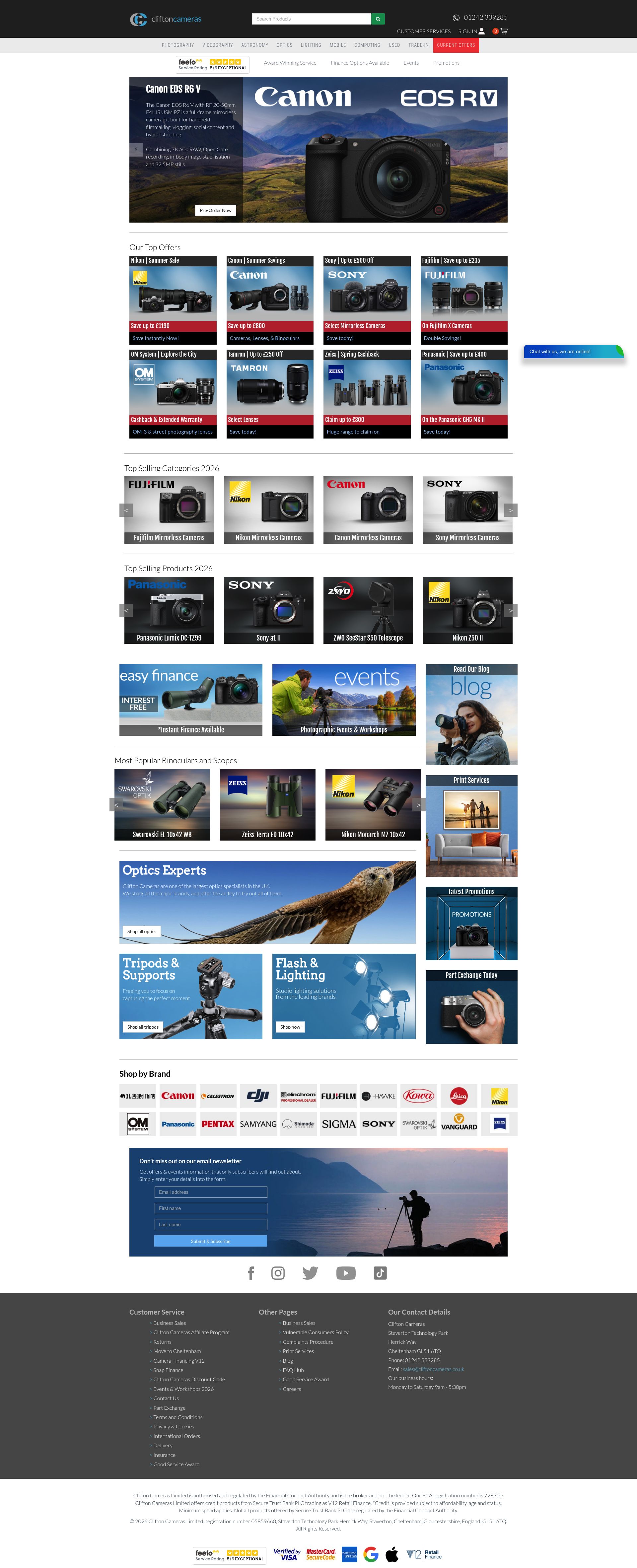 Clifton Cameras homepage screenshot
