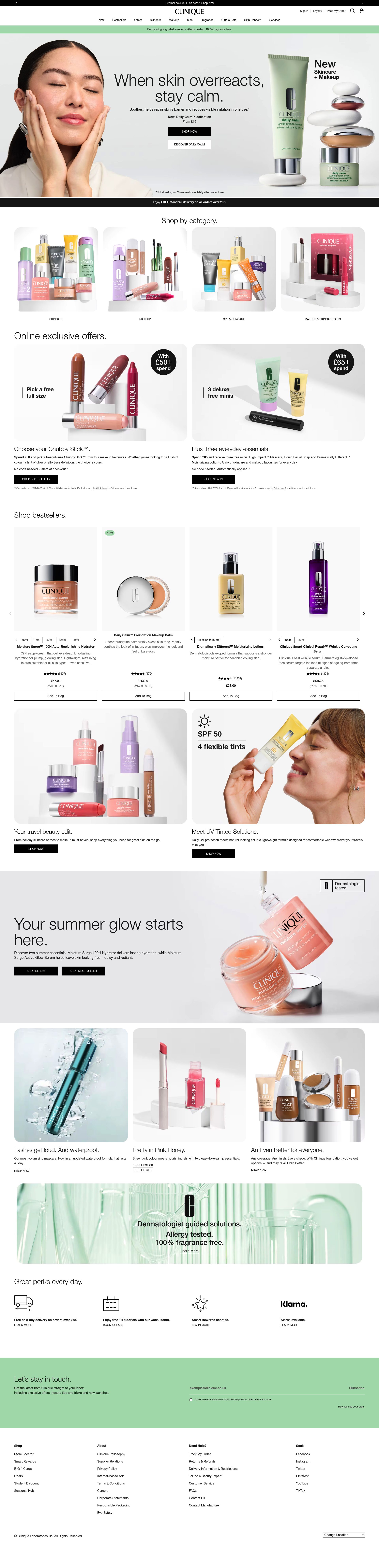 Clinique For Men homepage screenshot