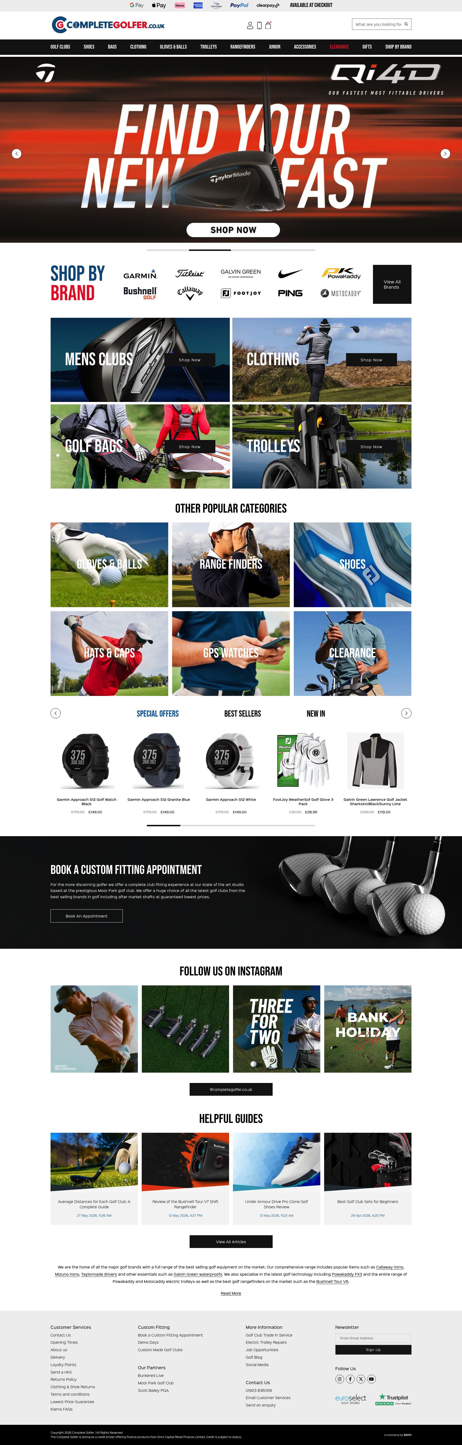 Complete Golfer homepage screenshot