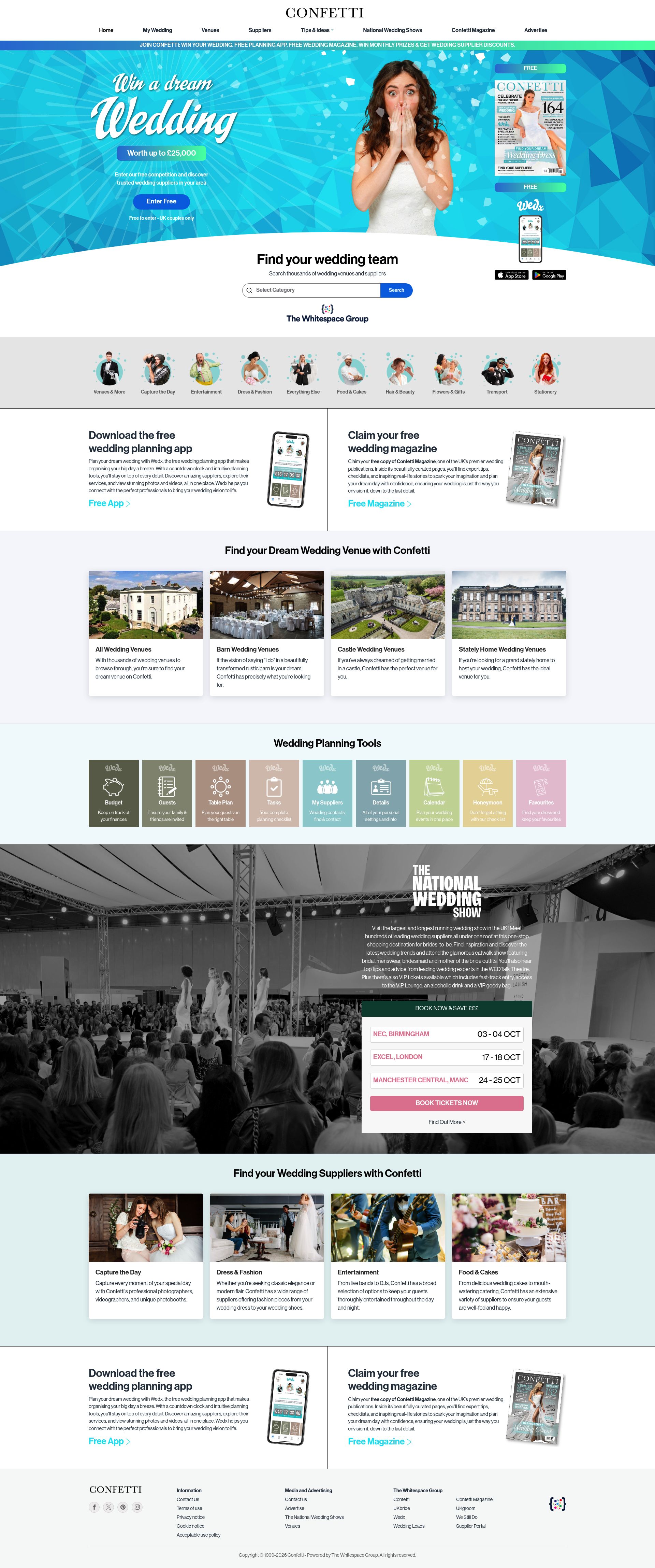 Confetti Co Uk homepage screenshot