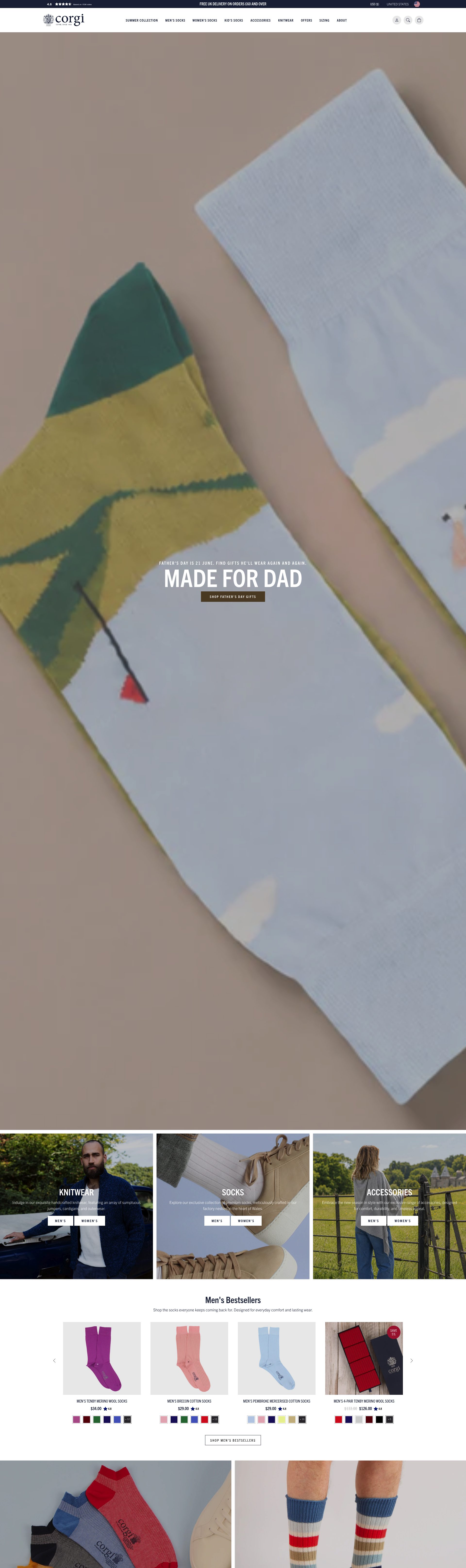 Corgi Socks homepage
