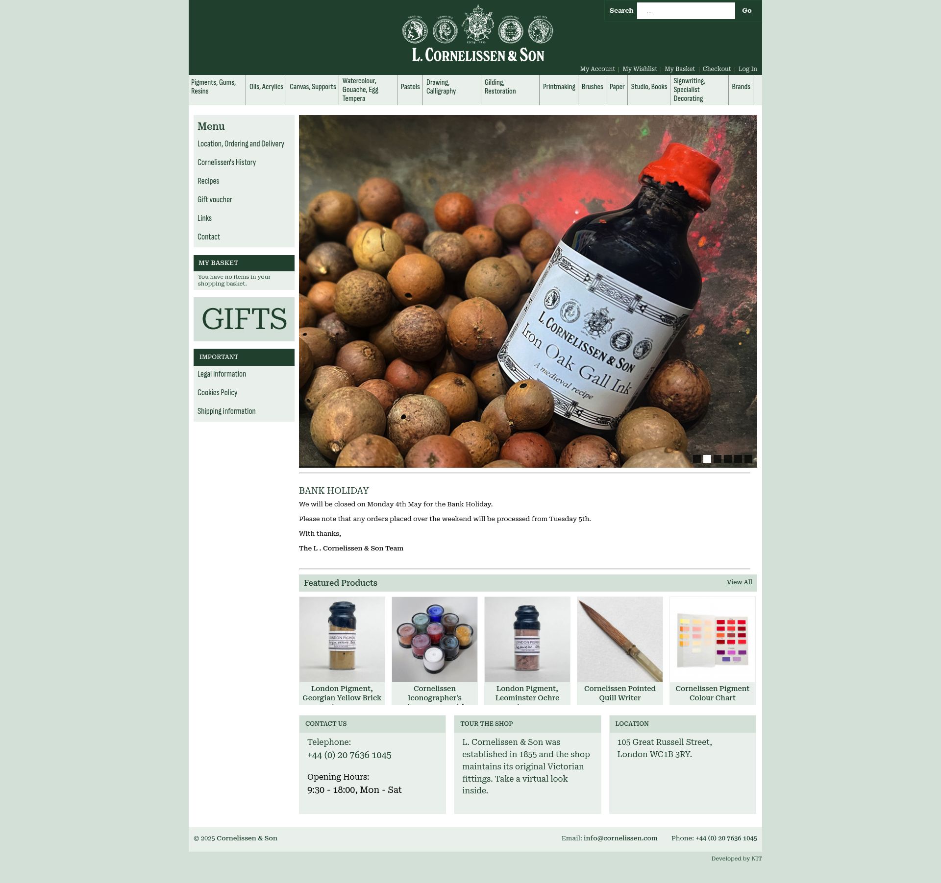 Cornelissen And Son homepage screenshot